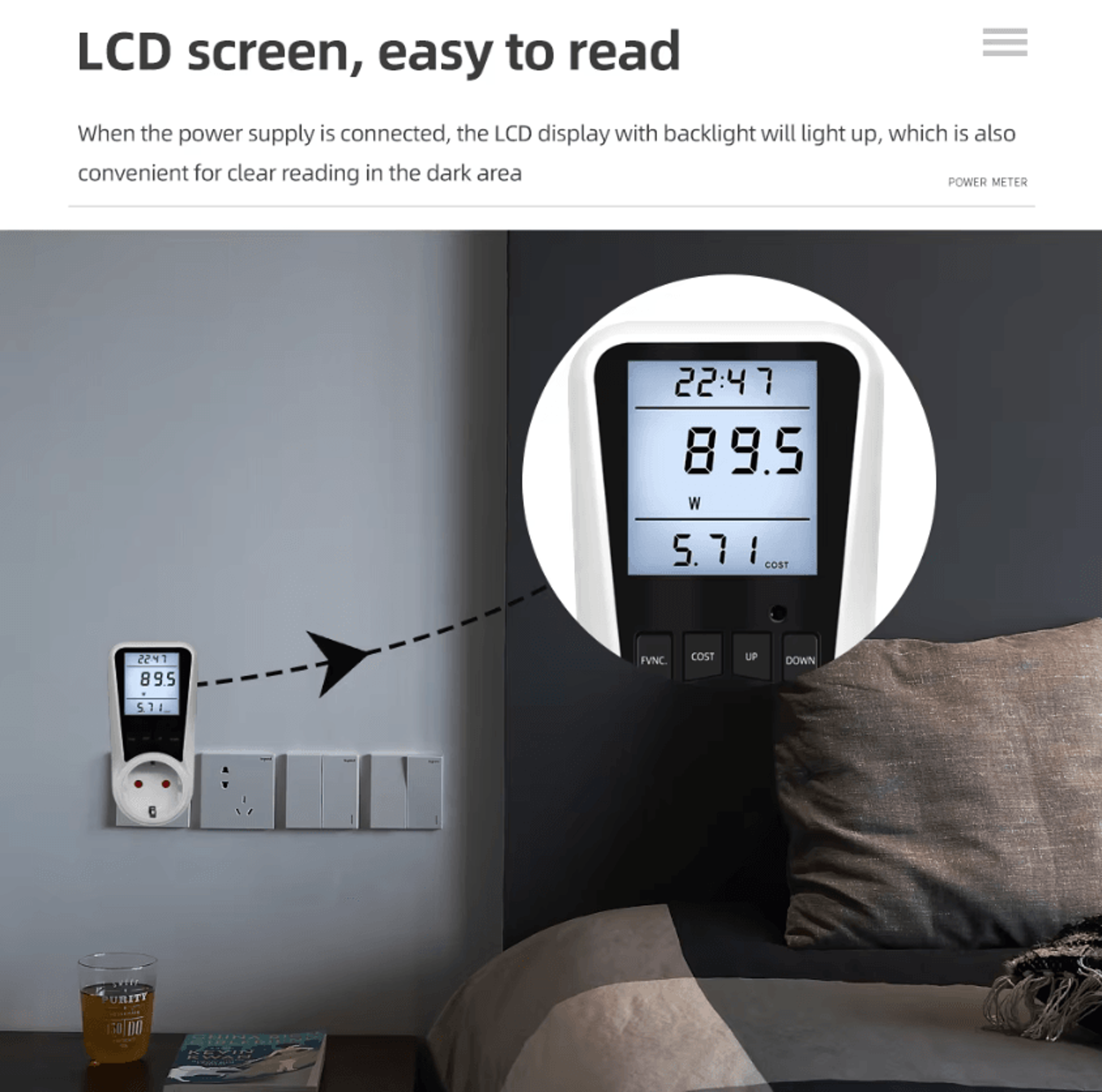 Digital Wattmeter Socket Electricity Consumption Meter 3