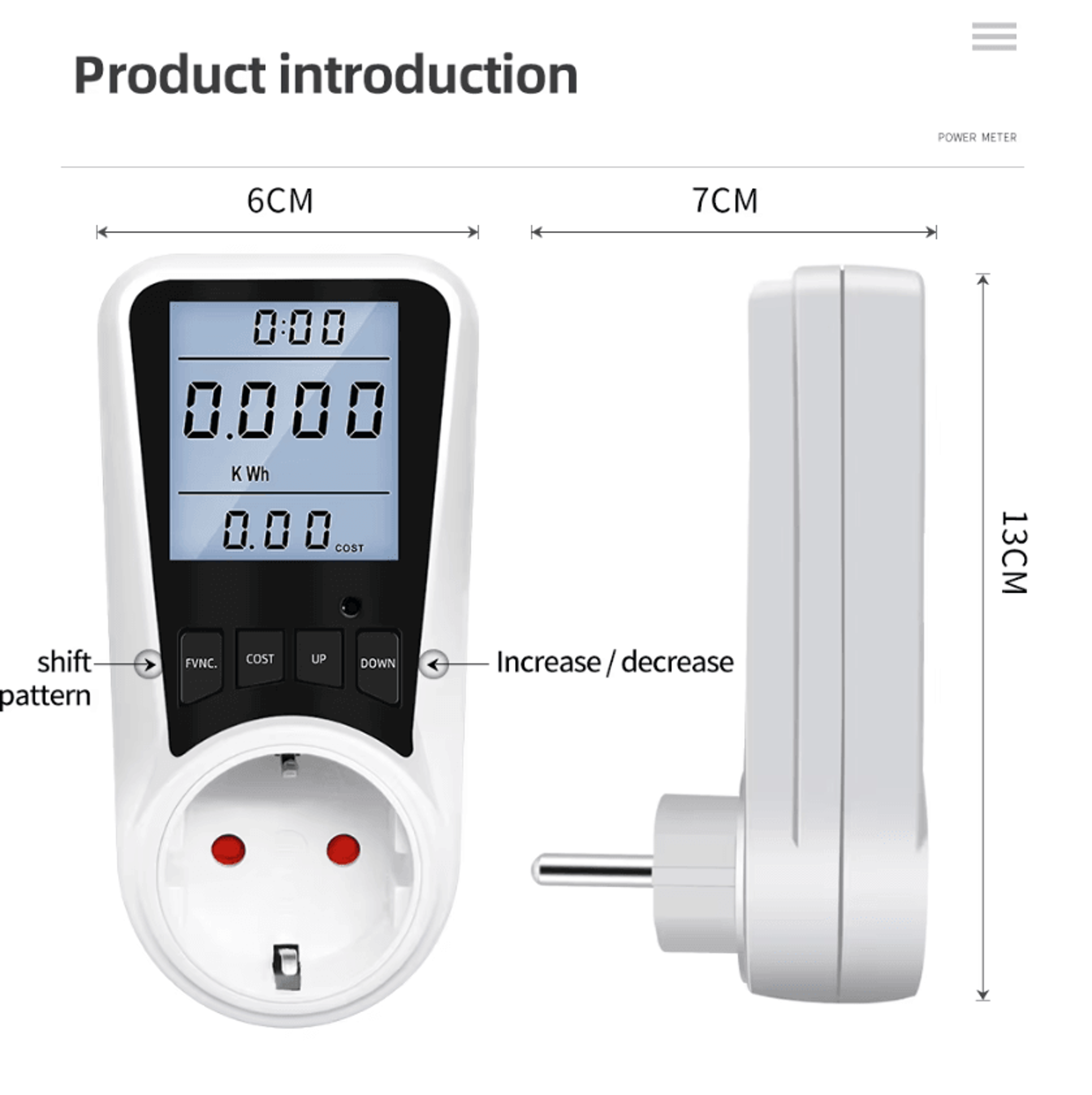 Digital Wattmeter Socket Electricity Consumption Meter 2
