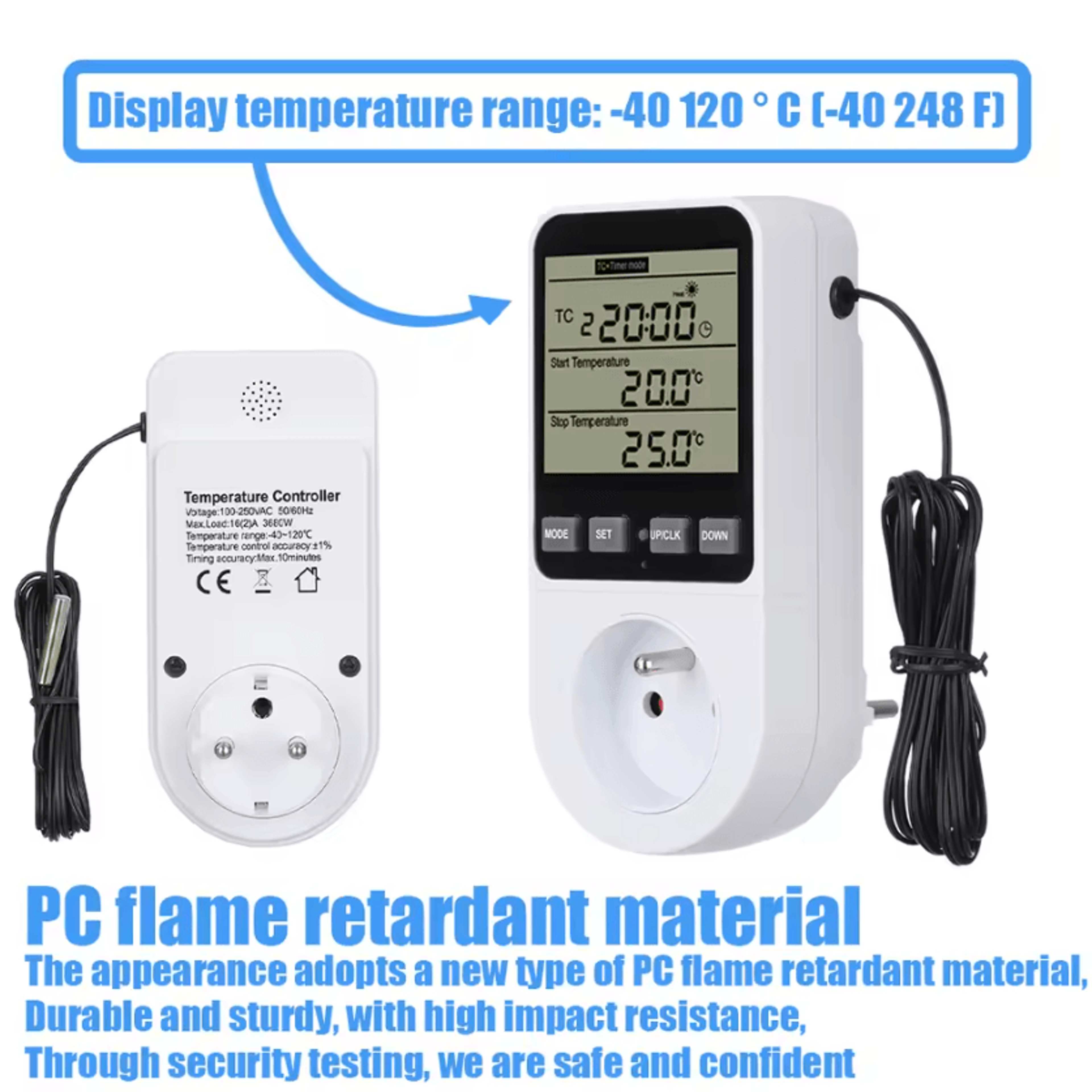 AC120240V Digital Temperature Controller Socket With Timer 3
