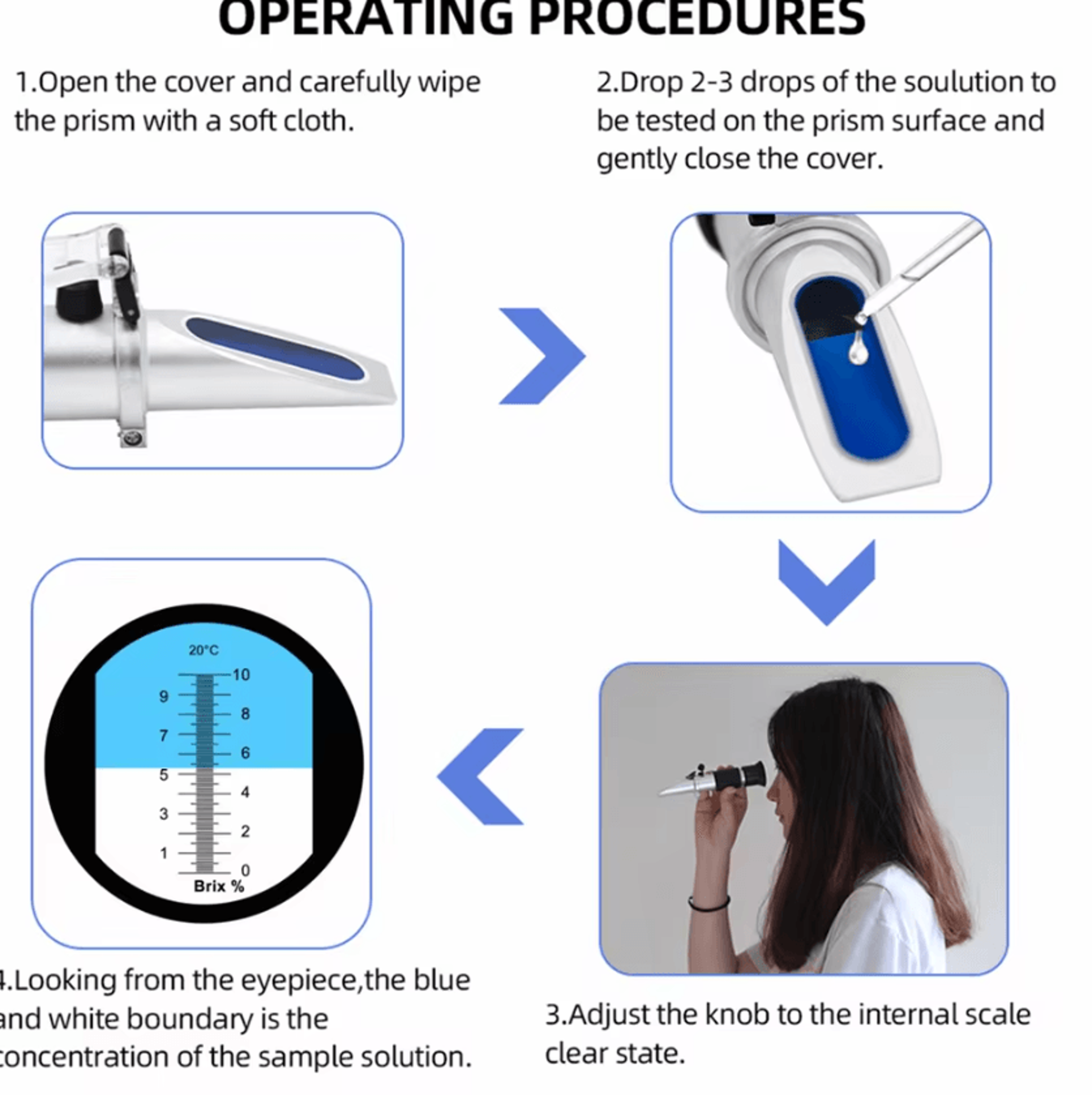 010 Brix Handhelds Sugar Refractometer With ATC 2