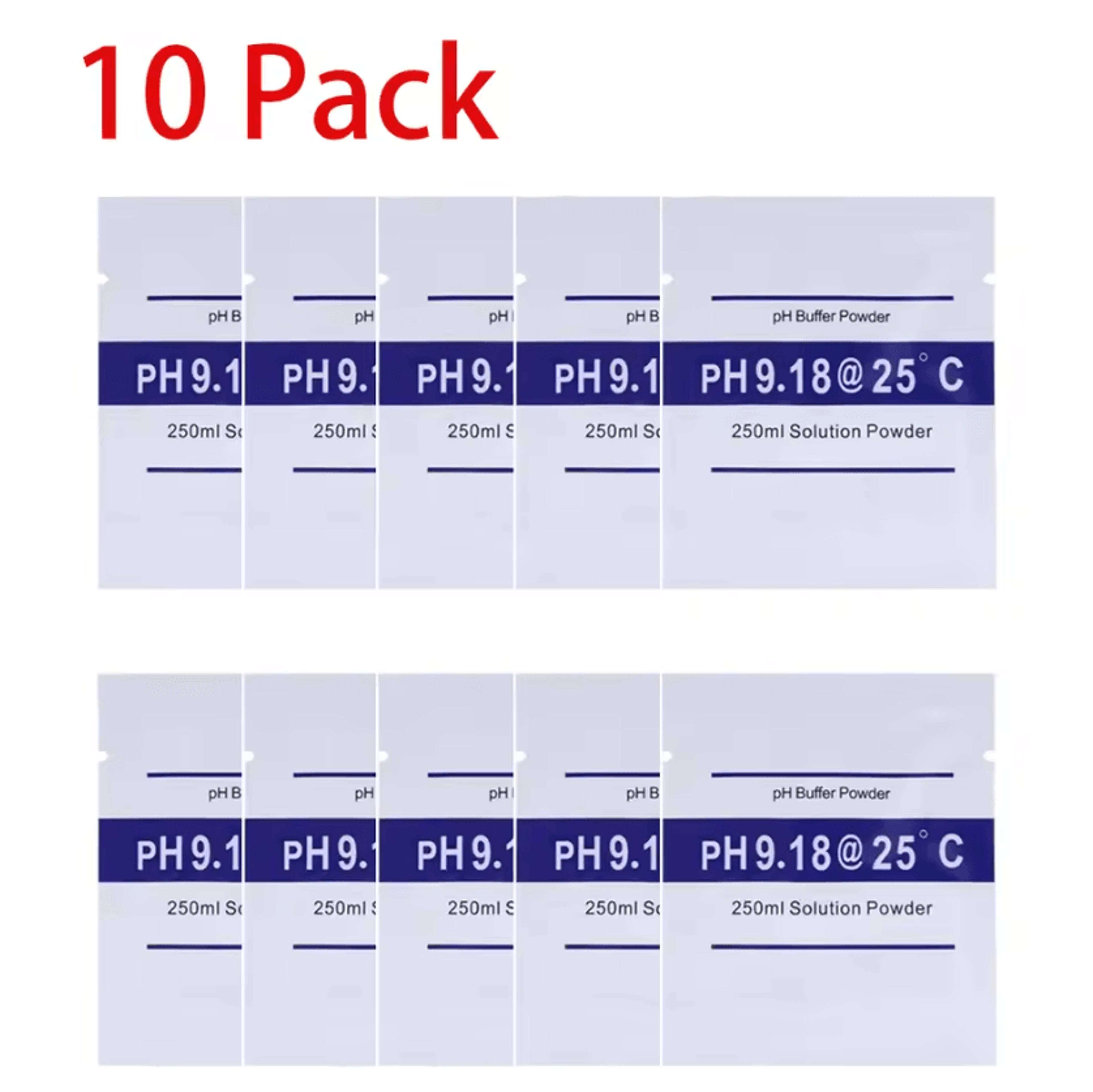 10 Pack PH Buffer Powder Calibration Solution For Digital PH Meters 8