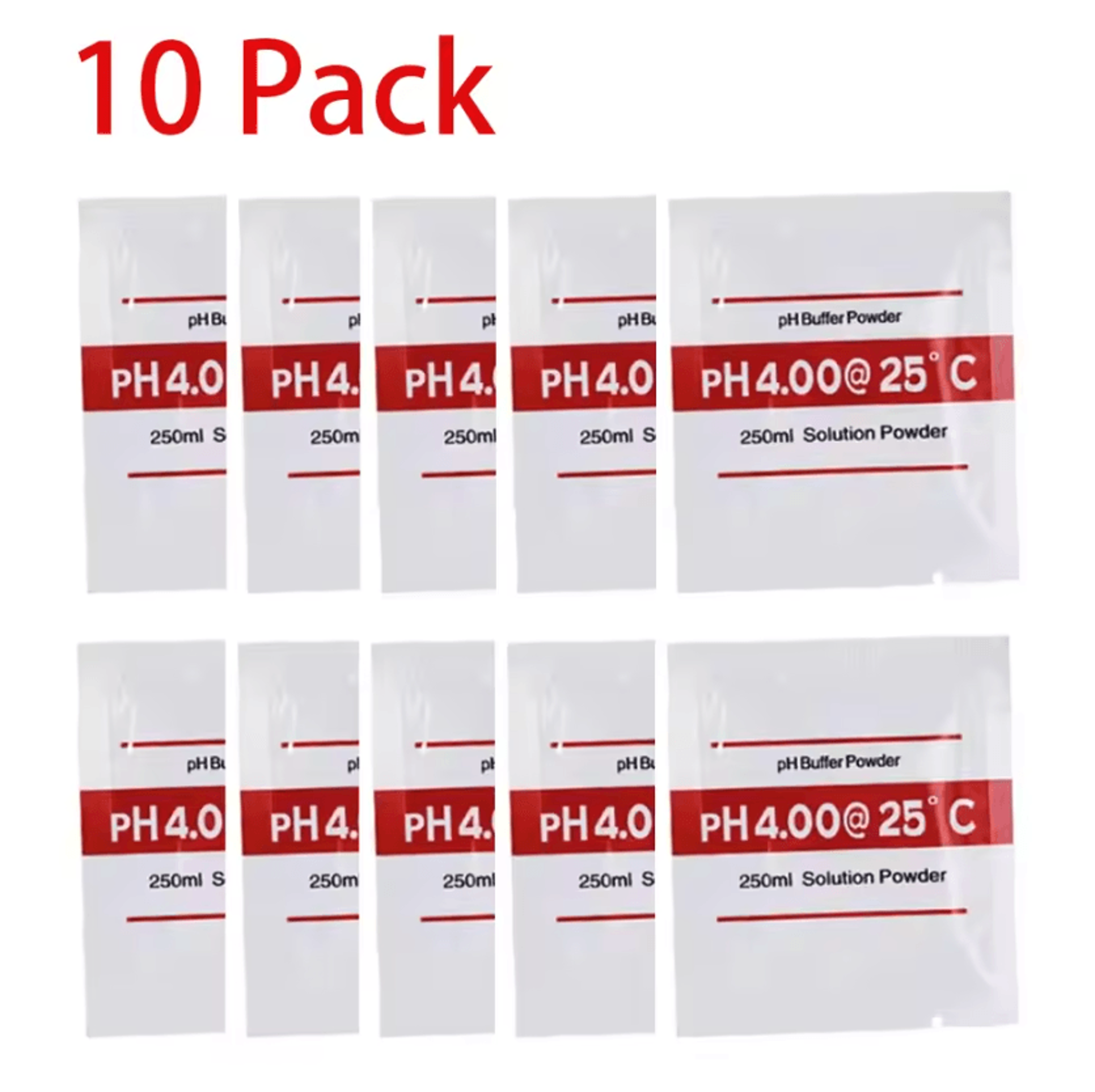 10 Pack PH Buffer Powder Calibration Solution For Digital PH Meters 6