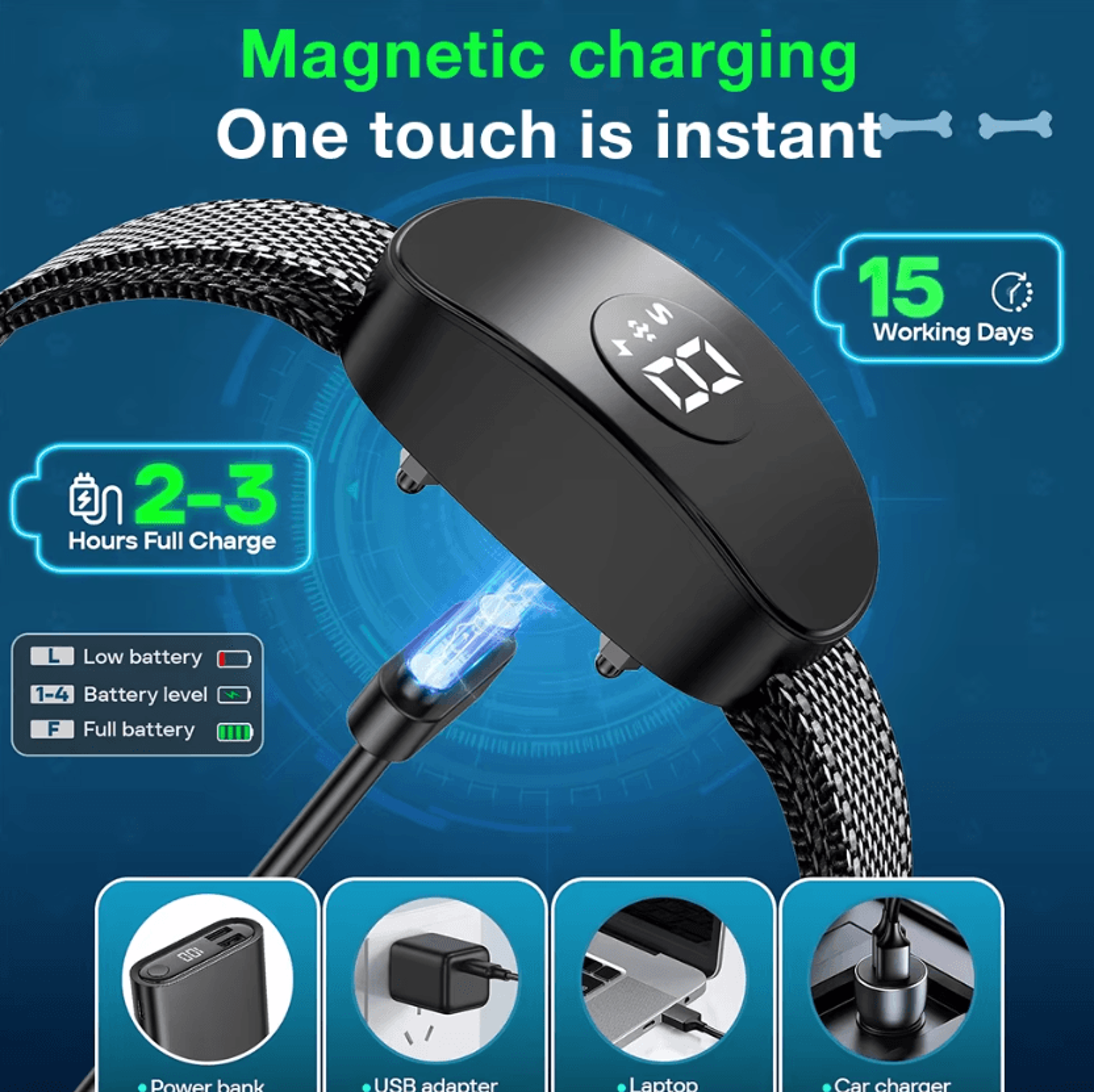 Rechargeable Automatic Anti Bark Dog Collar With Beep Vibration And Static Training 4