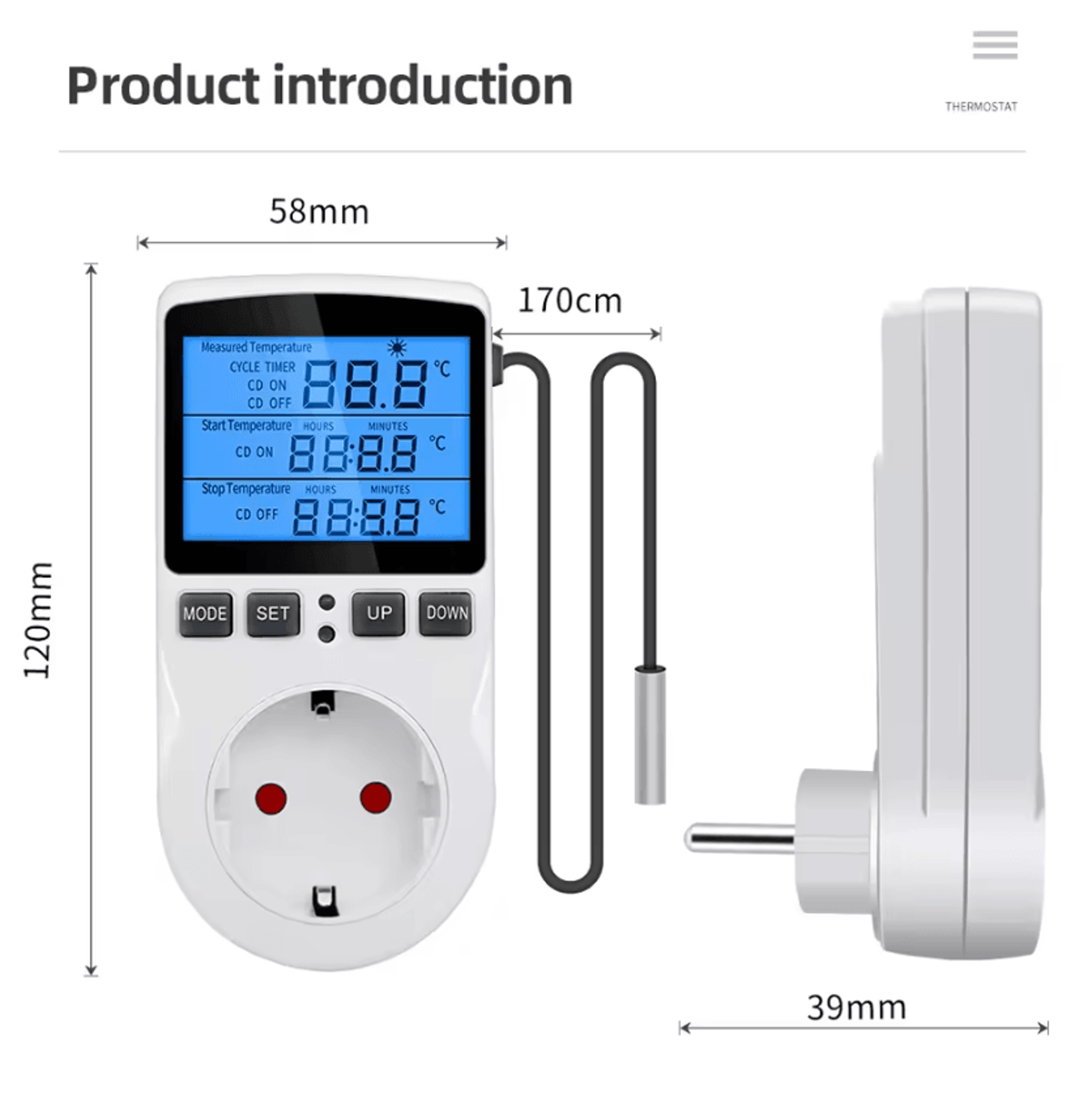 Digital Thermostat Timer Socket With Temperature Sensor Probe 0