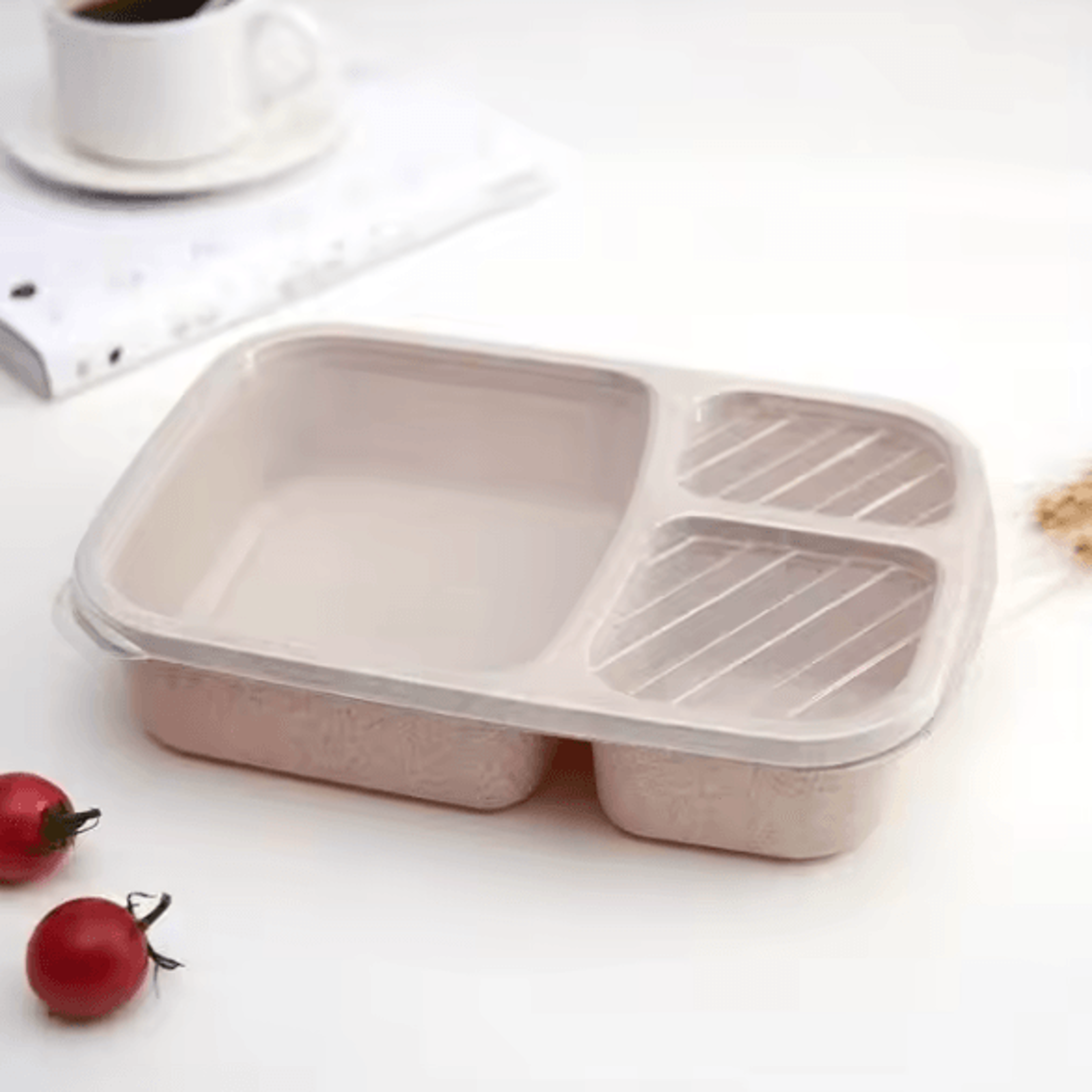 3 Compartment Wheat Straw Lunch Box With Lid 5