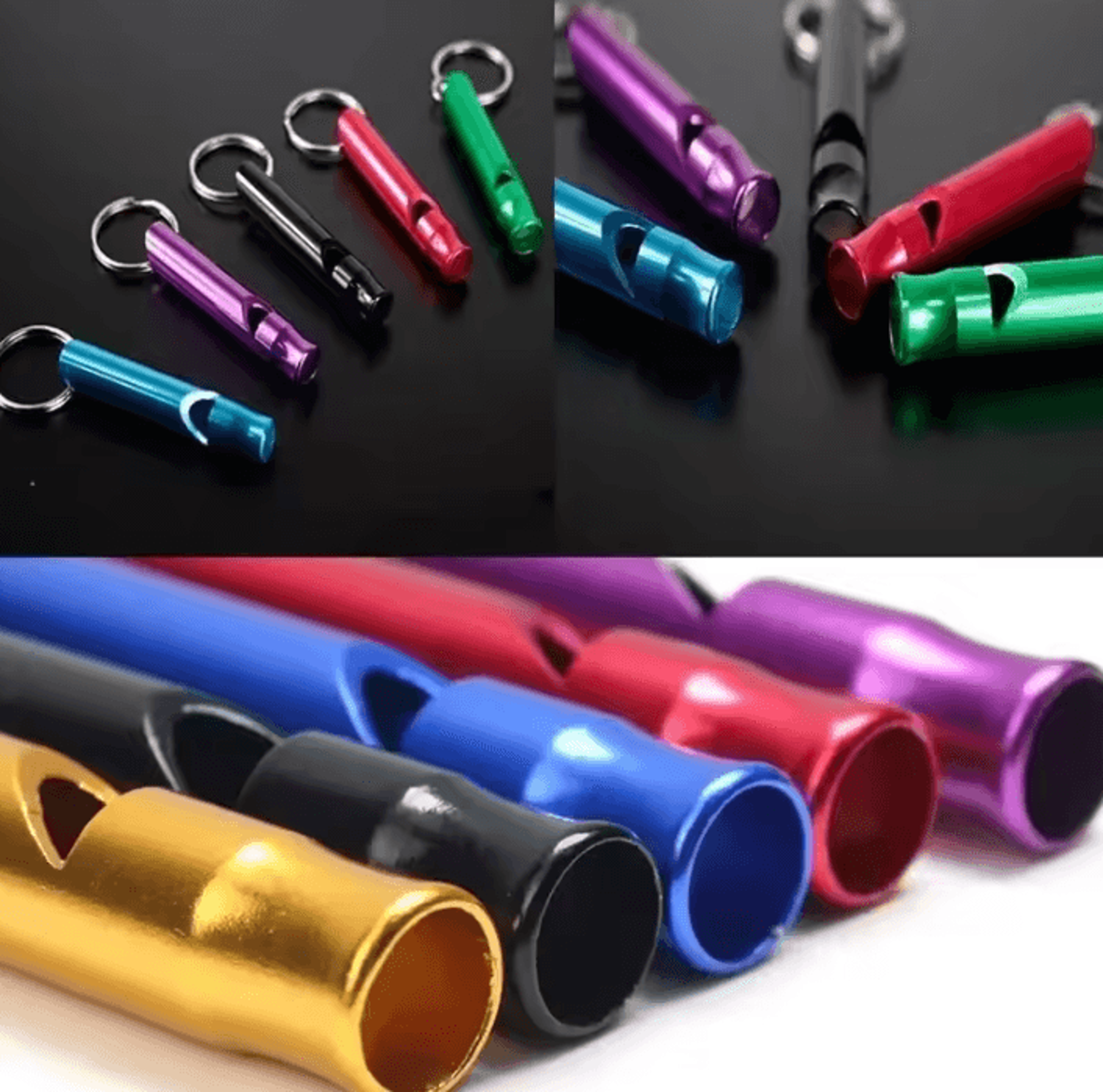 4 Piece Aluminum Emergency Survival Whistle Set 0