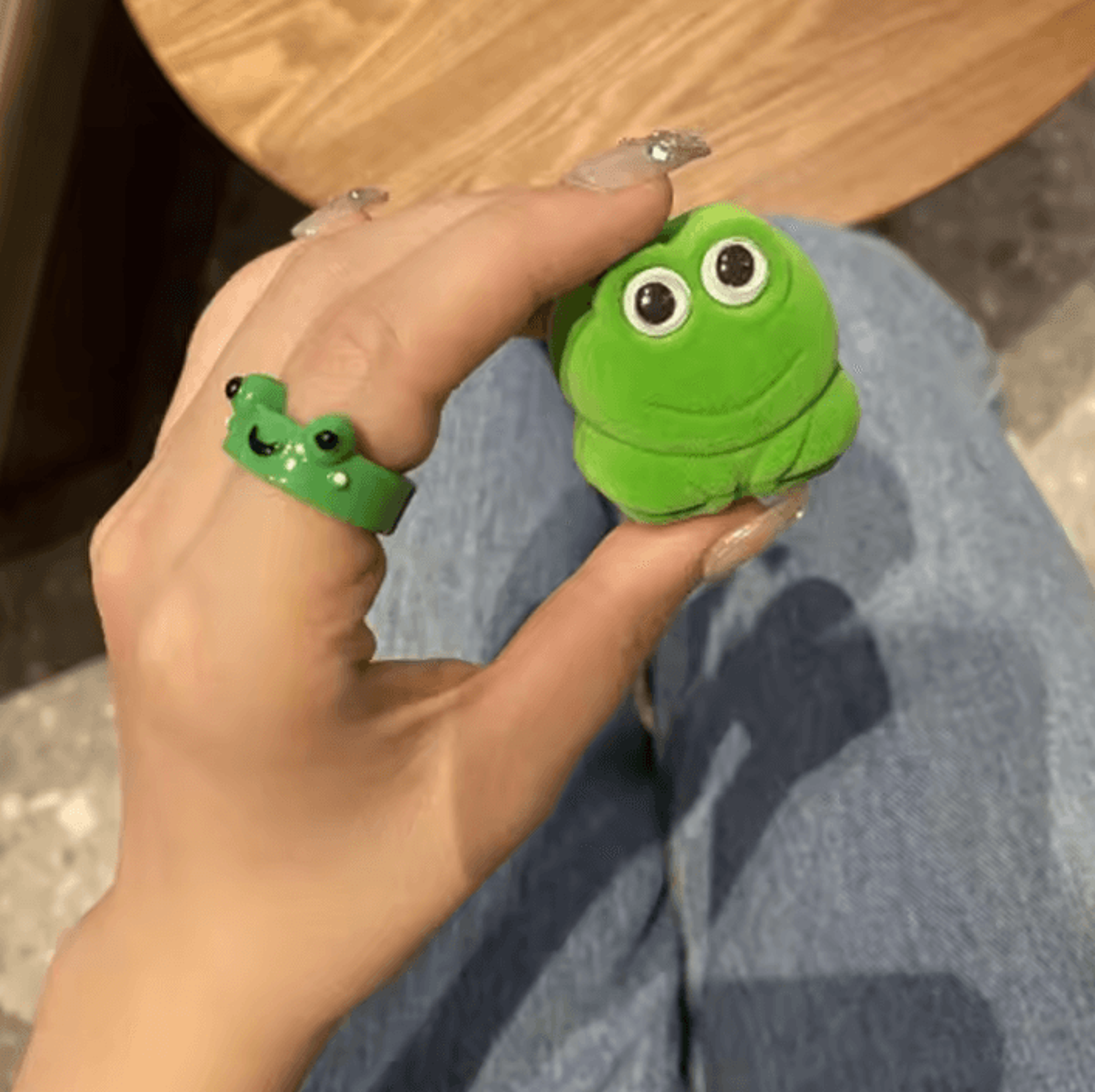 Cute Cartoon Frog Couple Ring Set For Best Friends 3