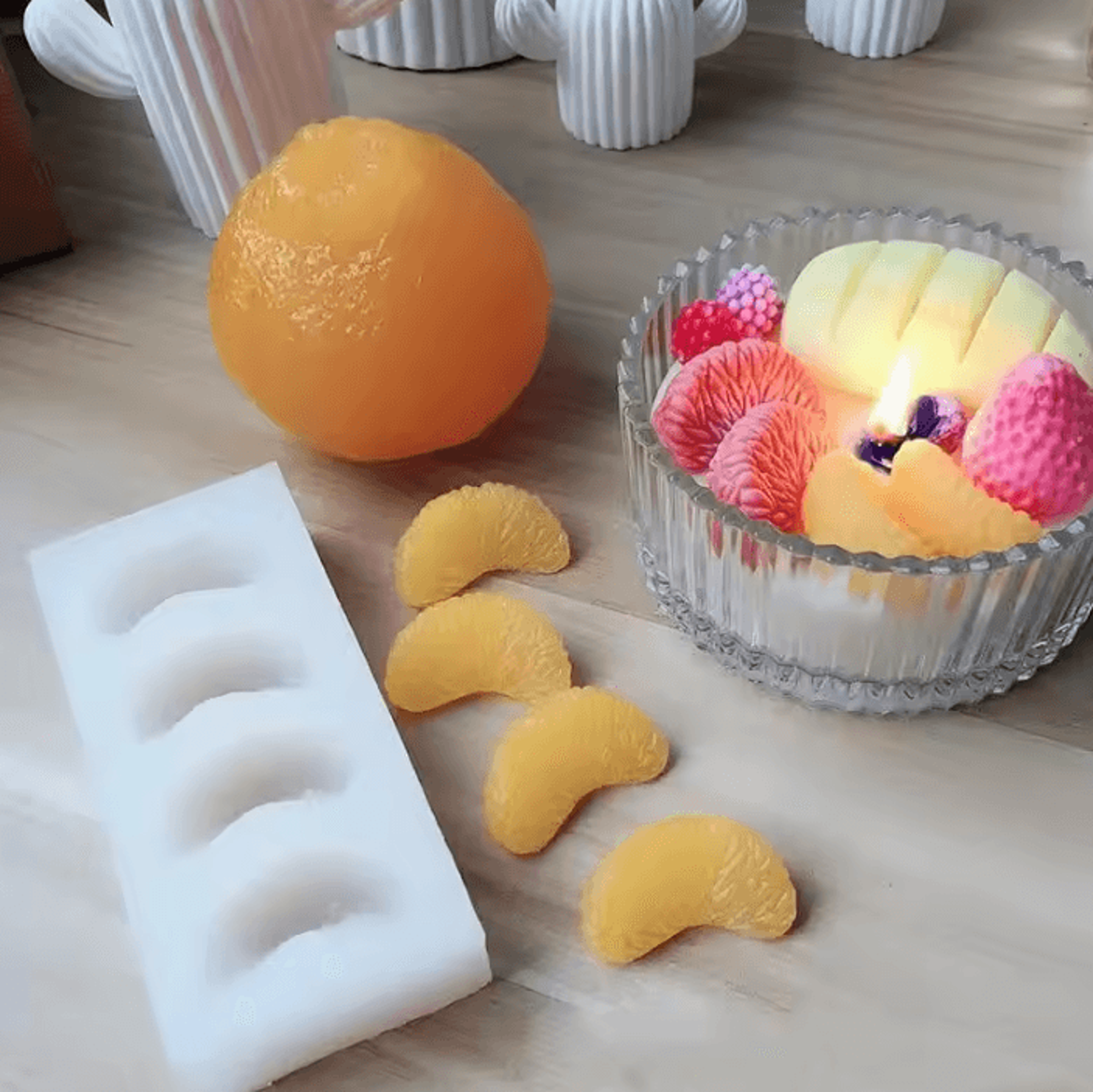 4 Cavity Orange Flower Silicone Mold For Soap Candle And Dessert Making 1