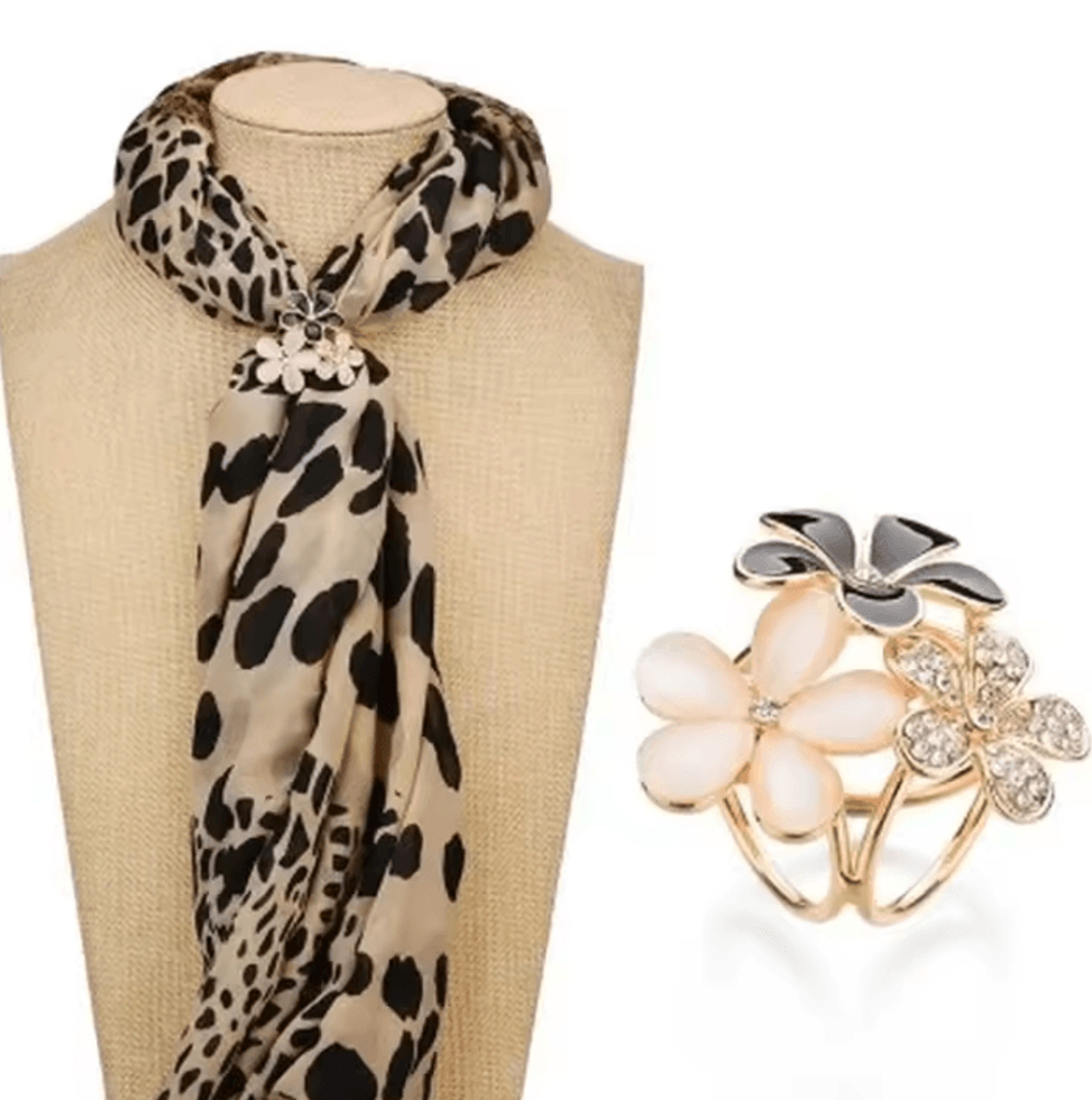 luxury crystal flower brooch and scarf clip