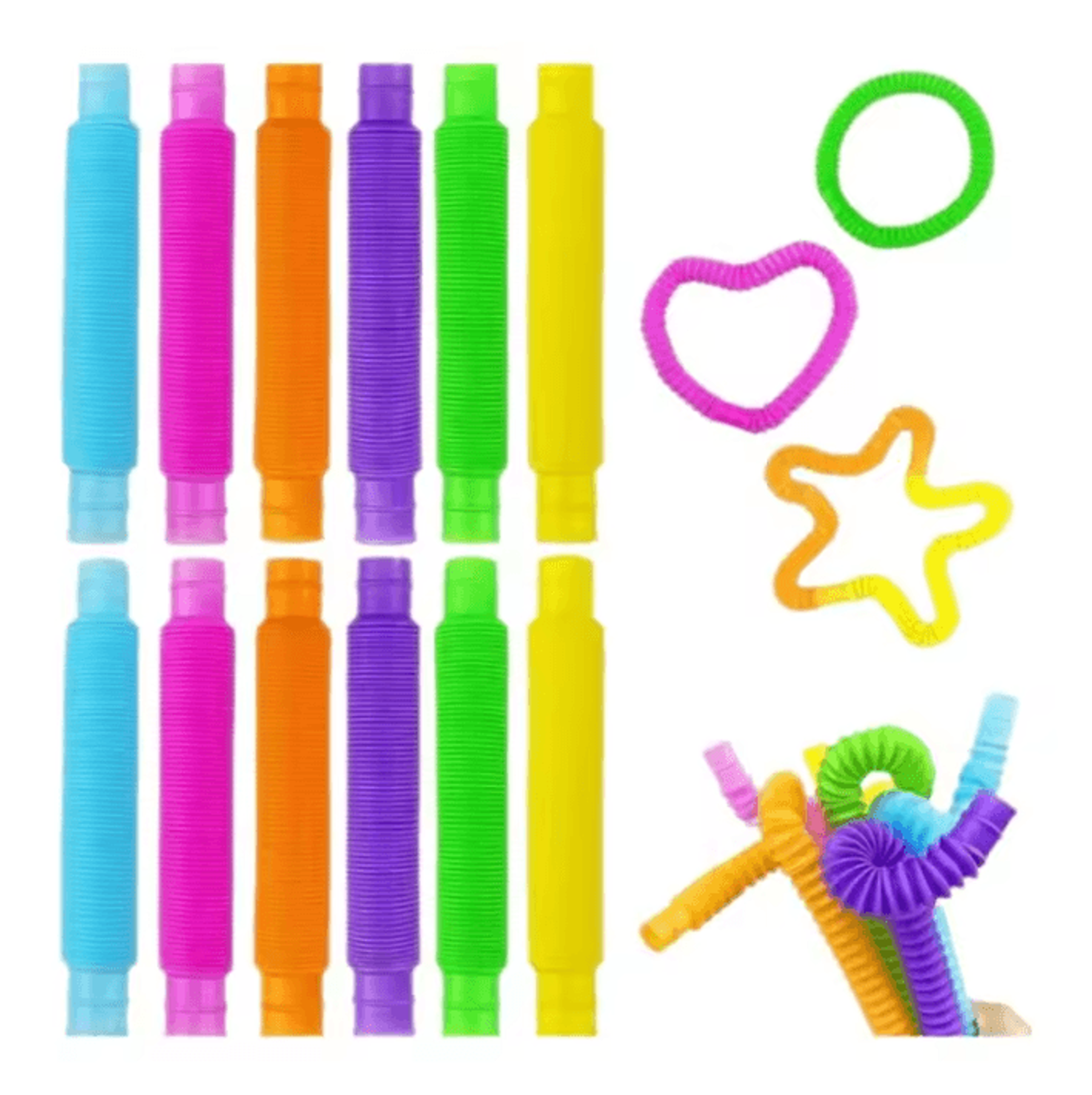LED Light Up Pop Tube Sensory Fidget Toy Set 7