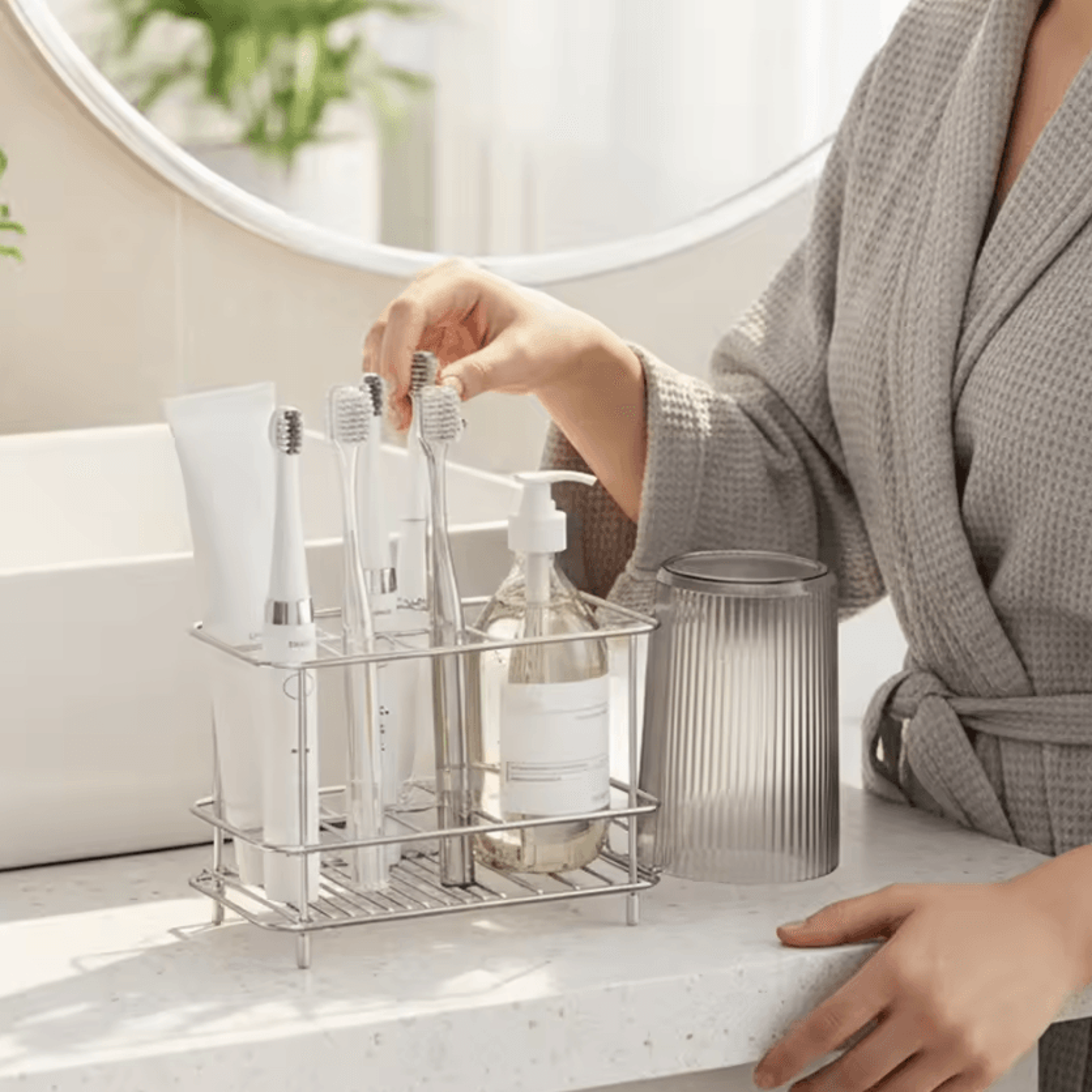 stainless steel wall mounted toothbrush holder