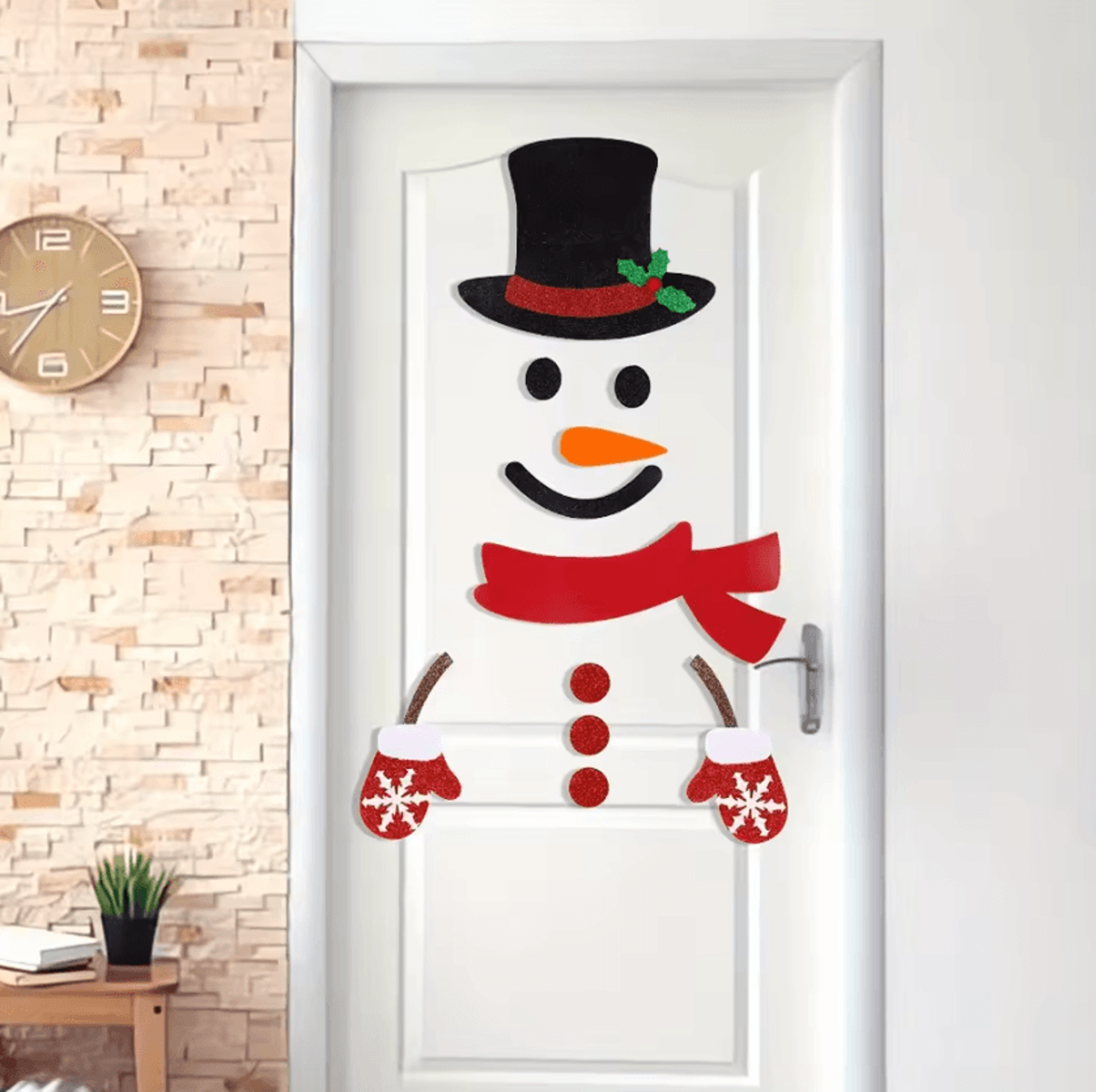 festive felt christmas door and window stickers
