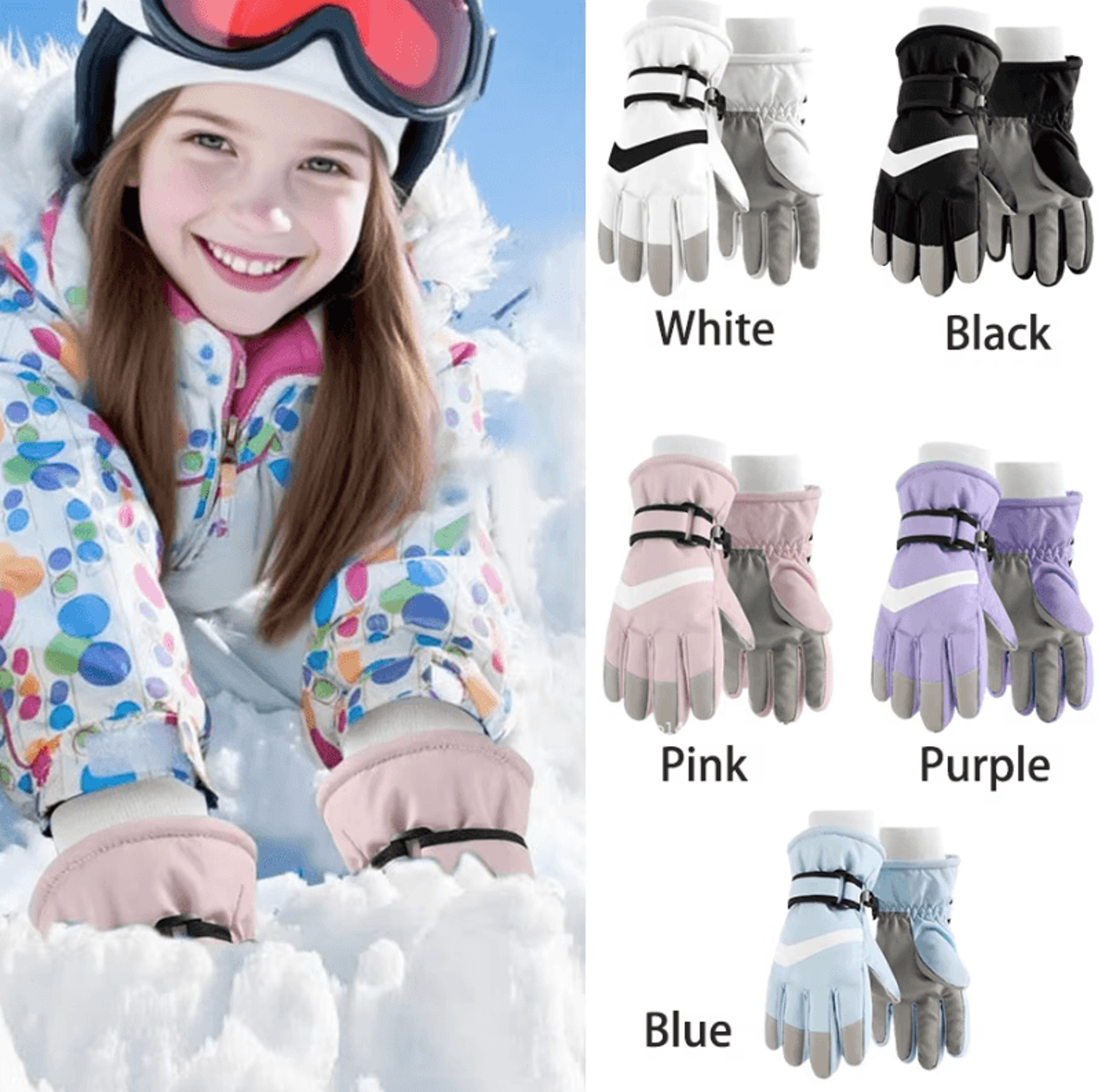 kids warm windproof winter ski gloves for boys and girls