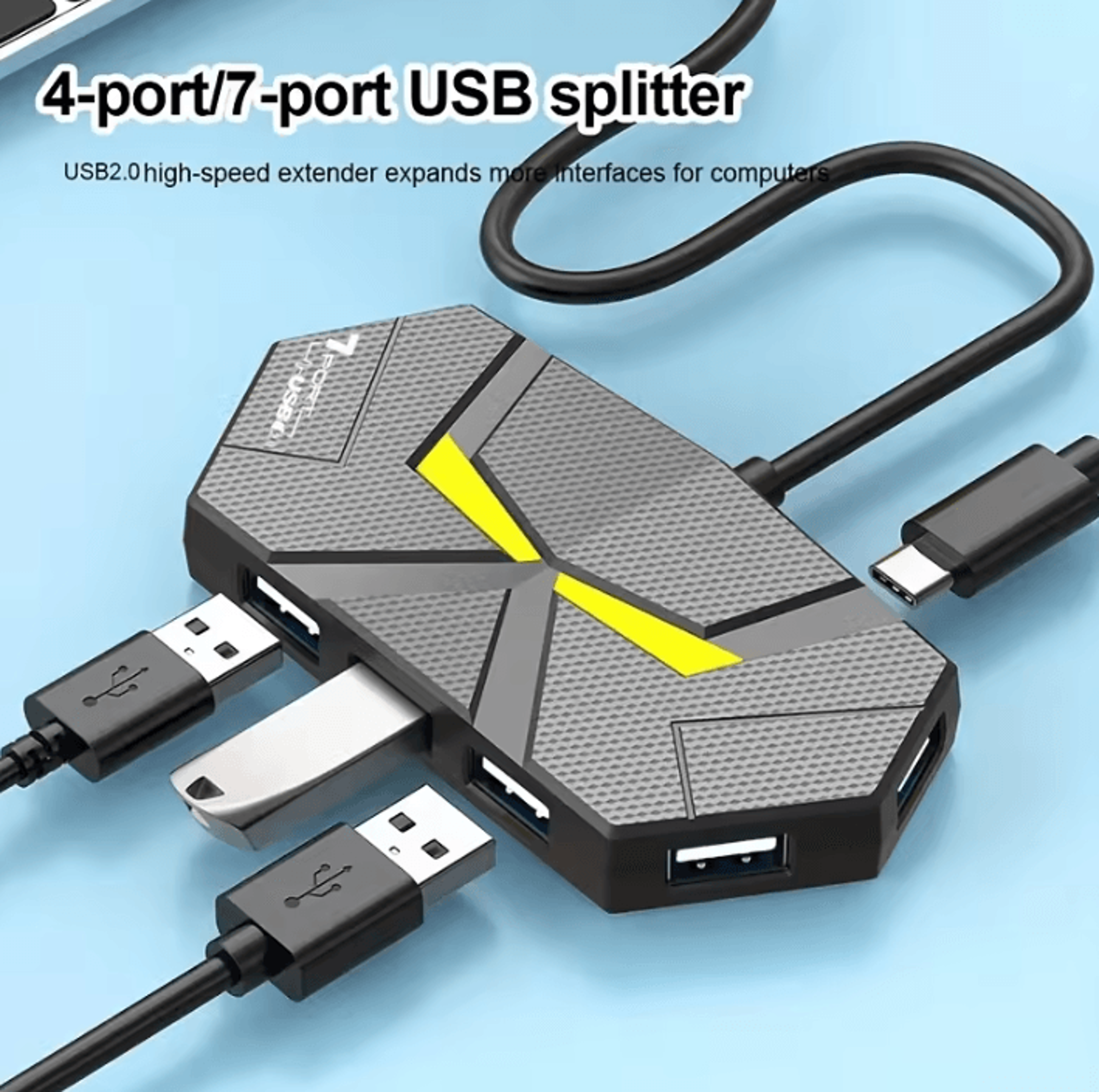 4 Or 7 Port USB Hub With Colorful LED Light 0