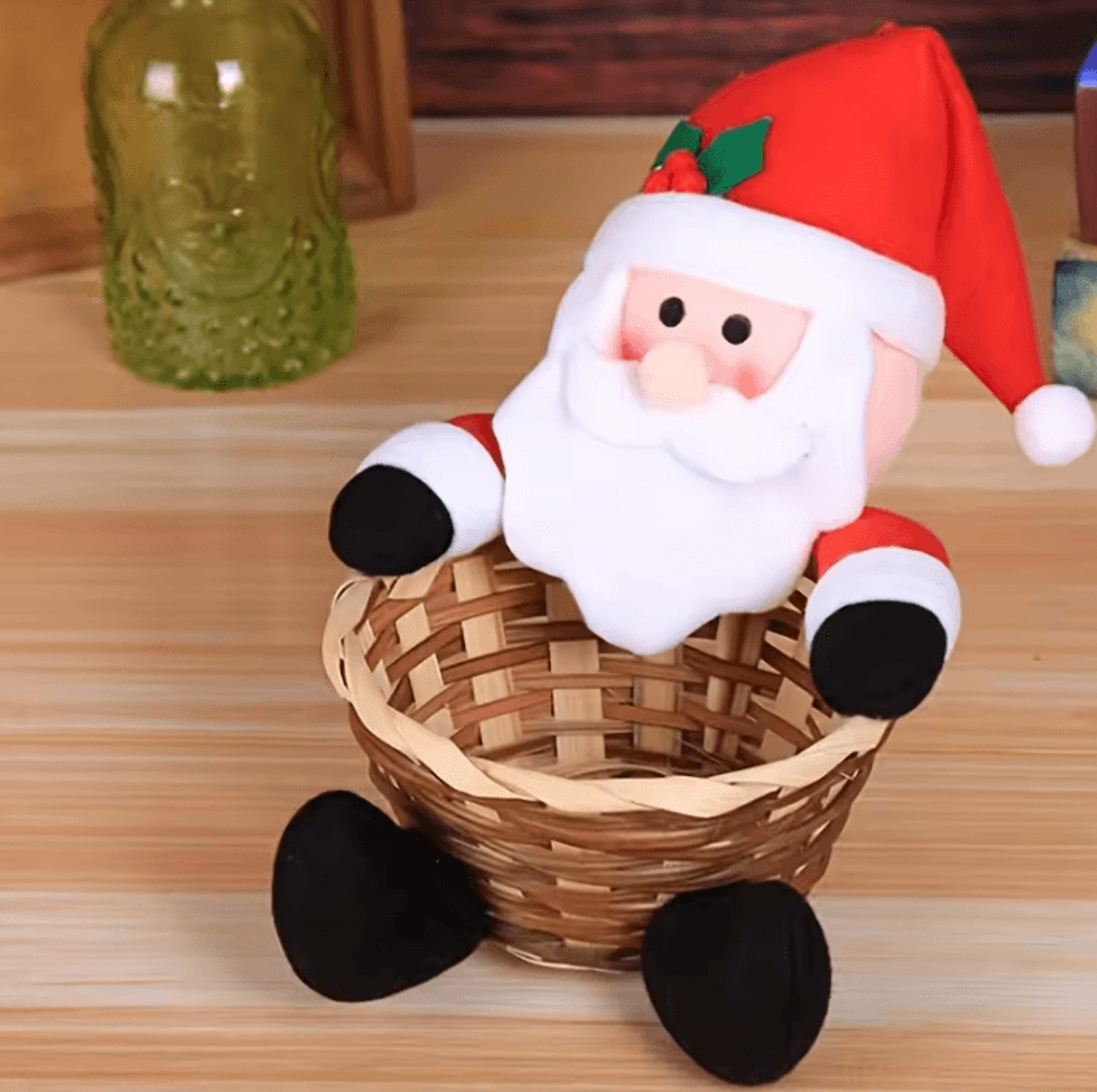 Festive Woven Christmas Candy Basket Tabletop Decoration 3