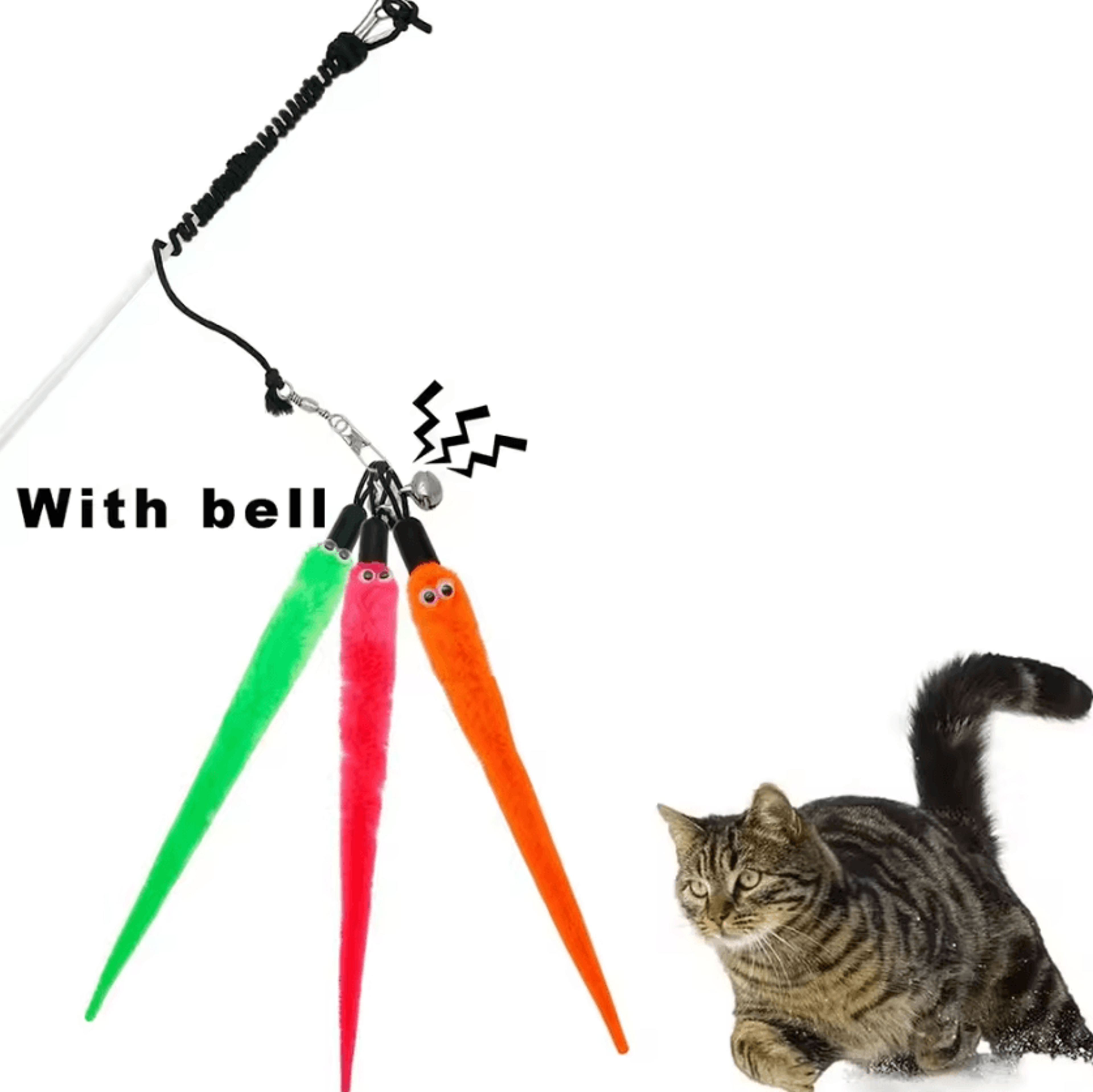 Goneko Worm Cat Wand Refills Interactive Replacement Cat Toy Attachments 2