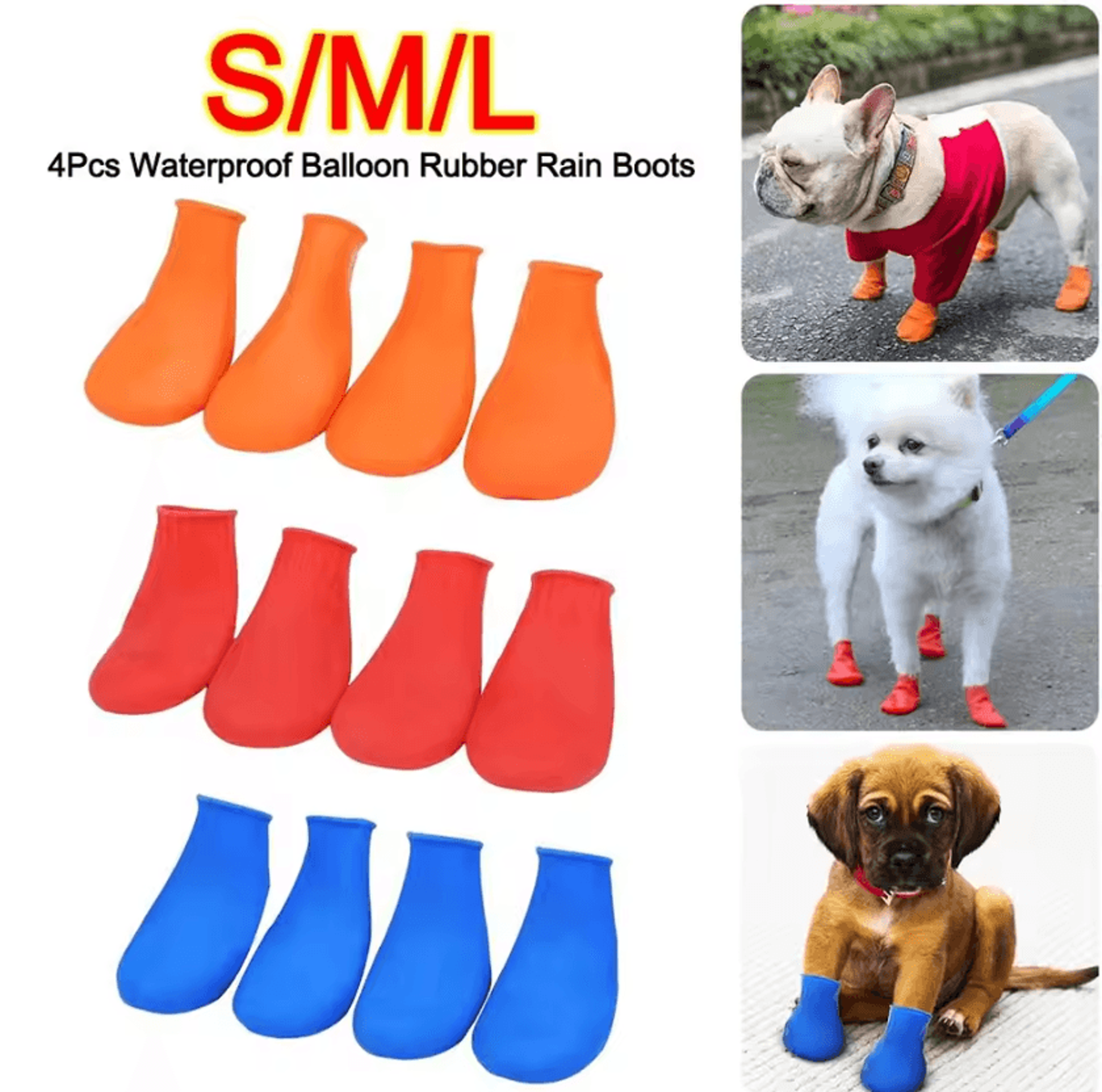 4pcs waterproof dog rain boots anti-slip paw protectors