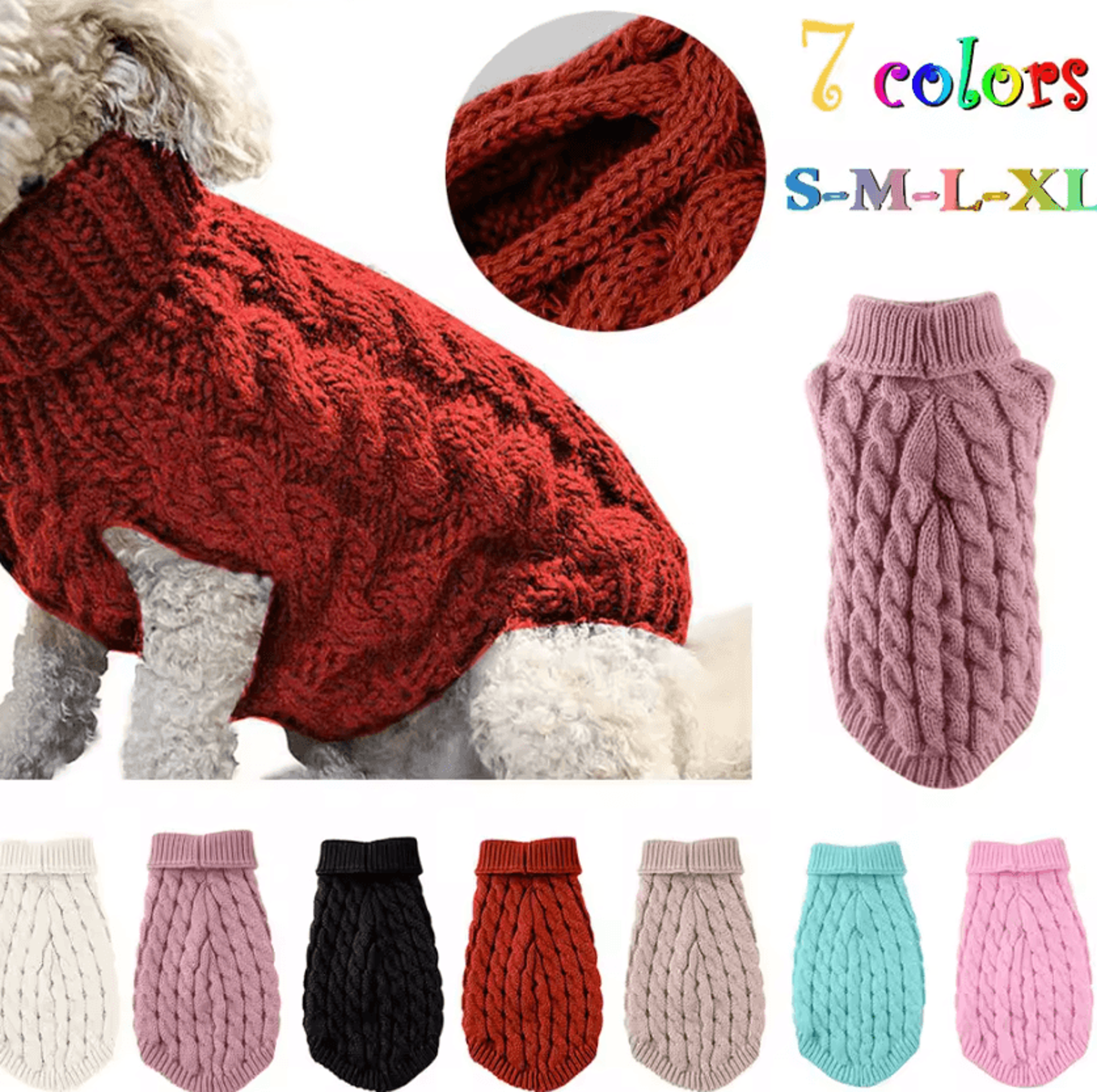 Warm Cable Knit Dog Sweater For Small Dogs 0