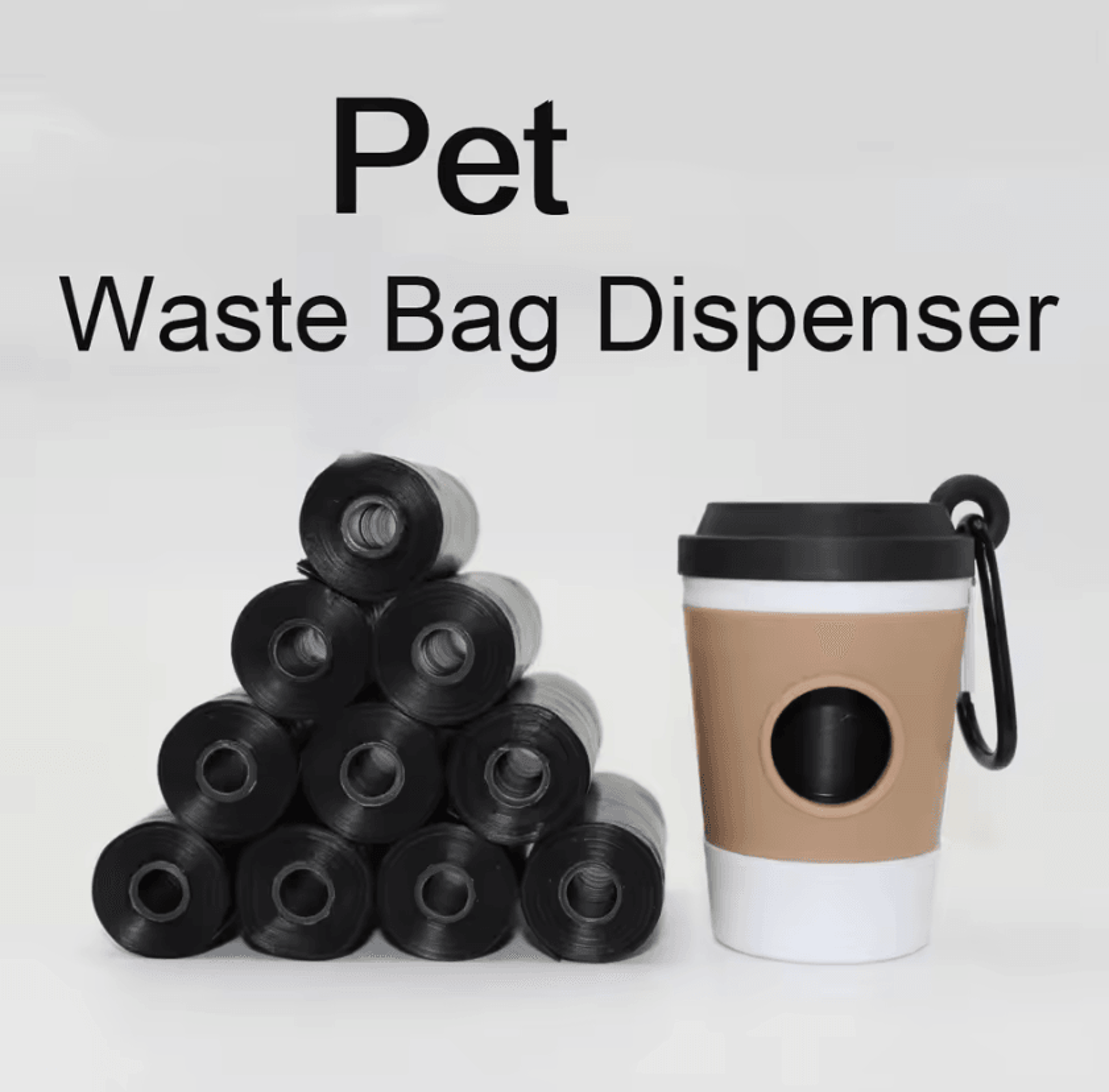 portable coffee cup dog poop bag holder and waste container