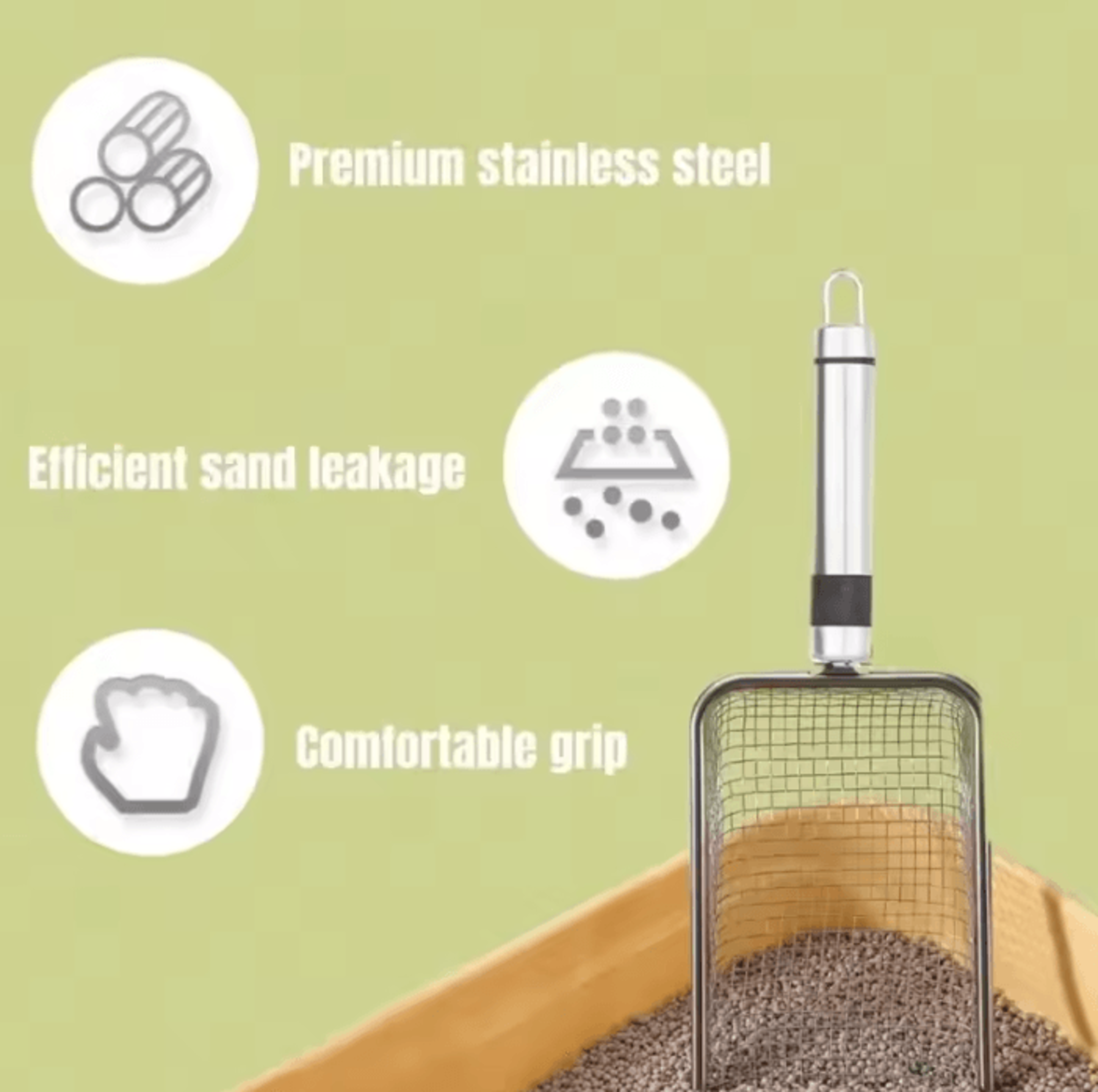 Stainless Steel Cat Litter Scoop With FinePore Mesh Shovel 2