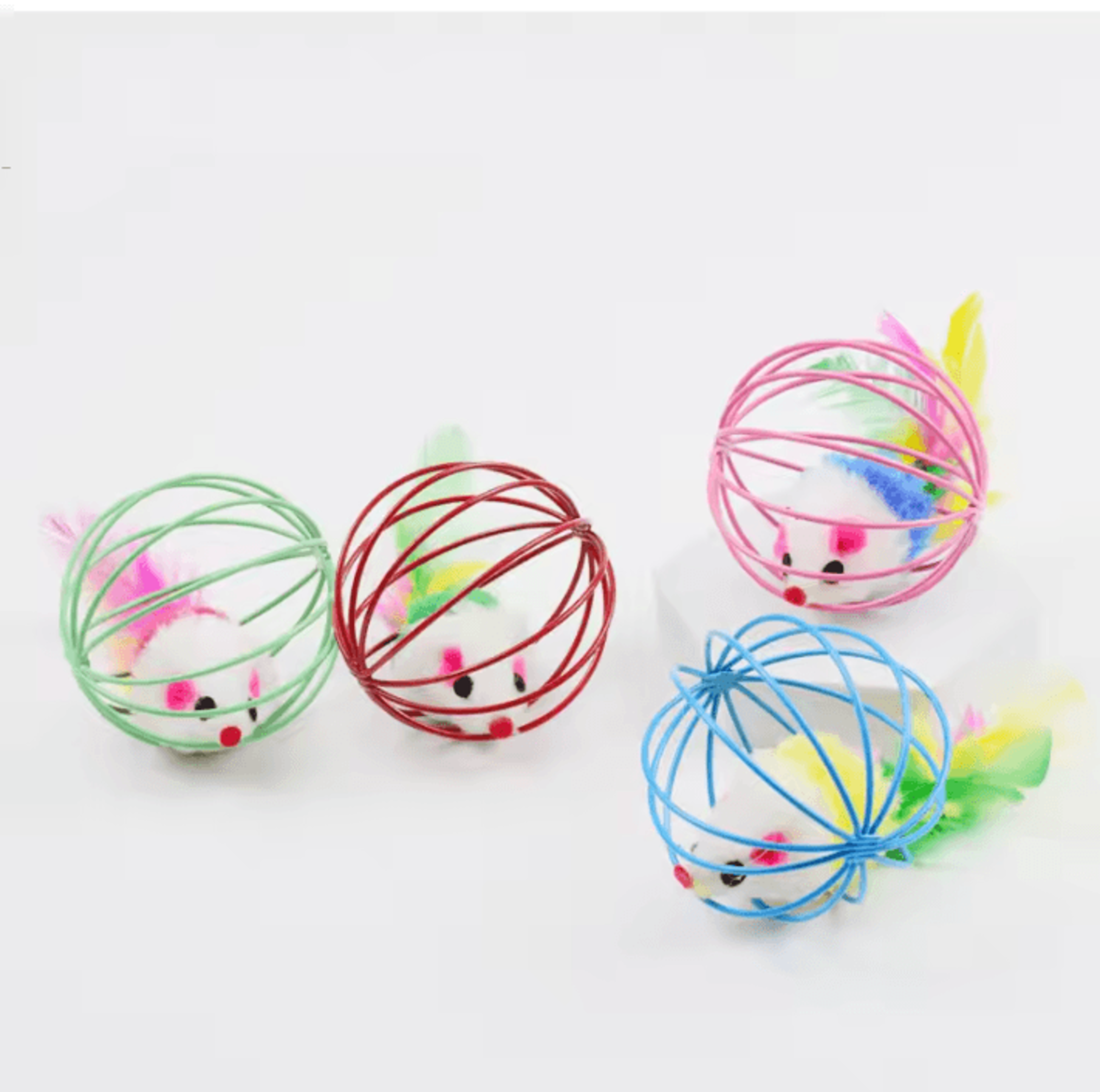 Colorful Mouse In Cage Interactive Chase Cat Toy 3
