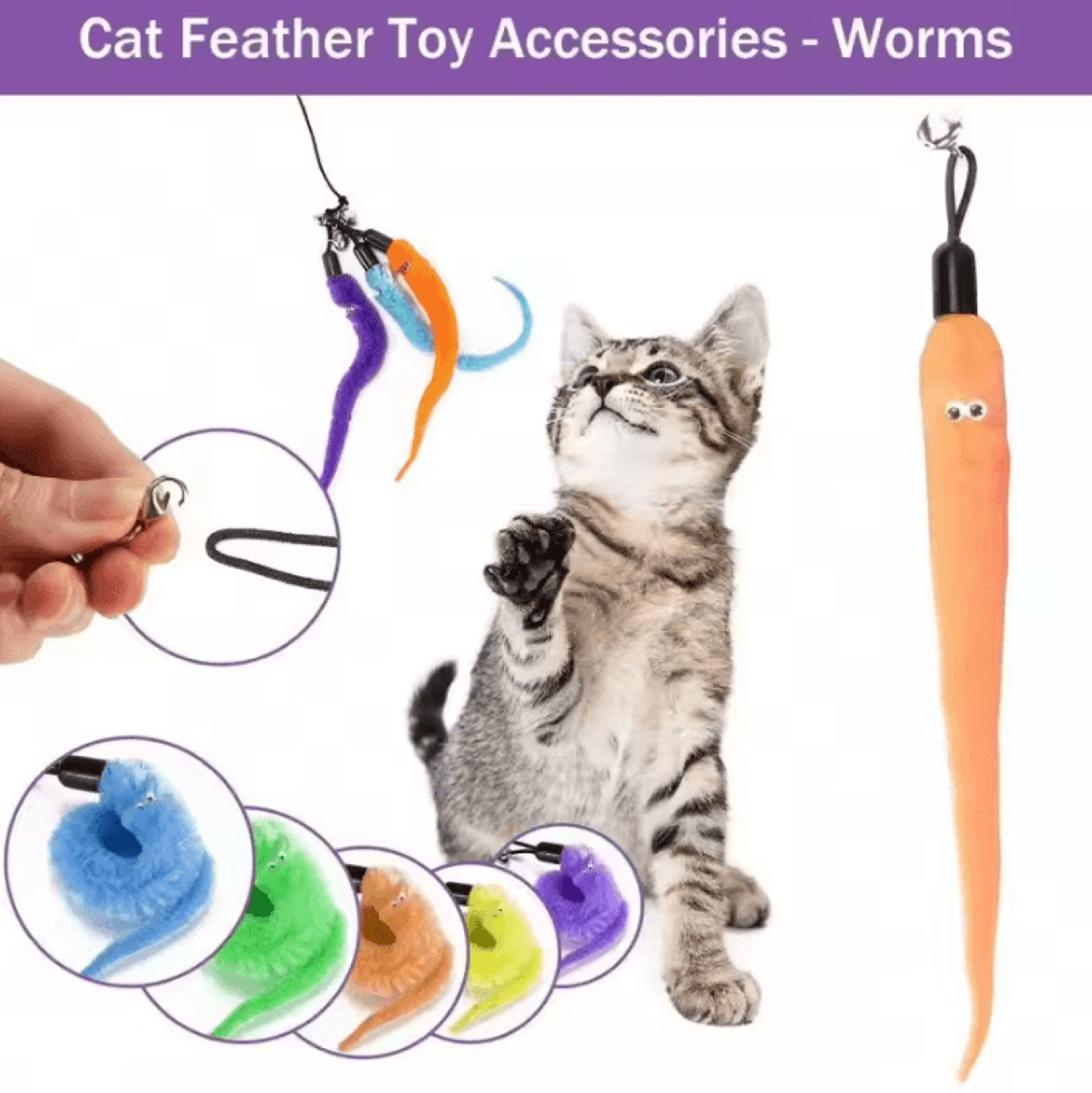 11Pcs Interactive Cat Wand Toy Set With Feather Replacements 1