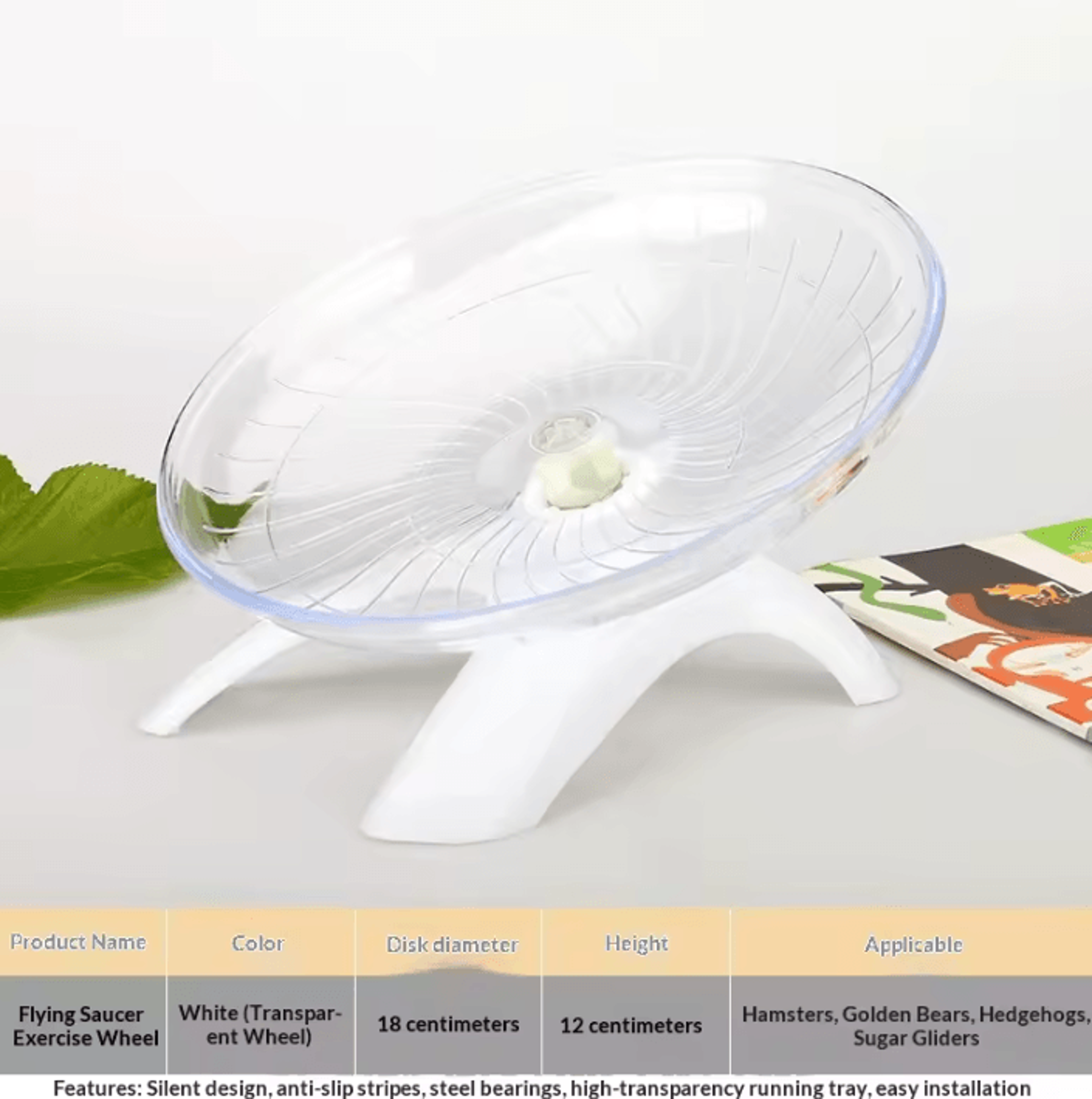 Silent Transparent Hamster Running Disc Exercise Wheel 5
