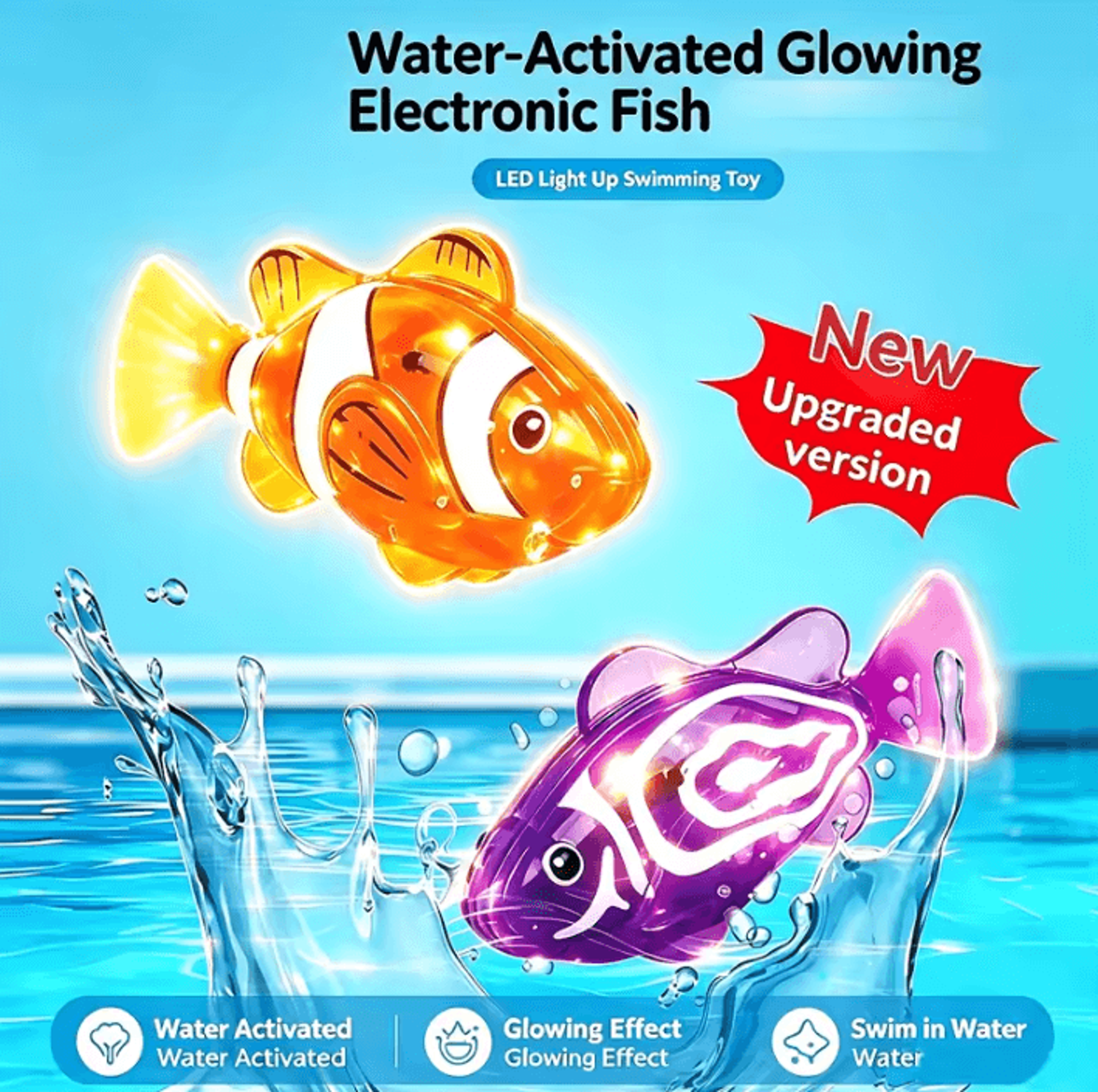 electric swimming robotic fish toy with led lights