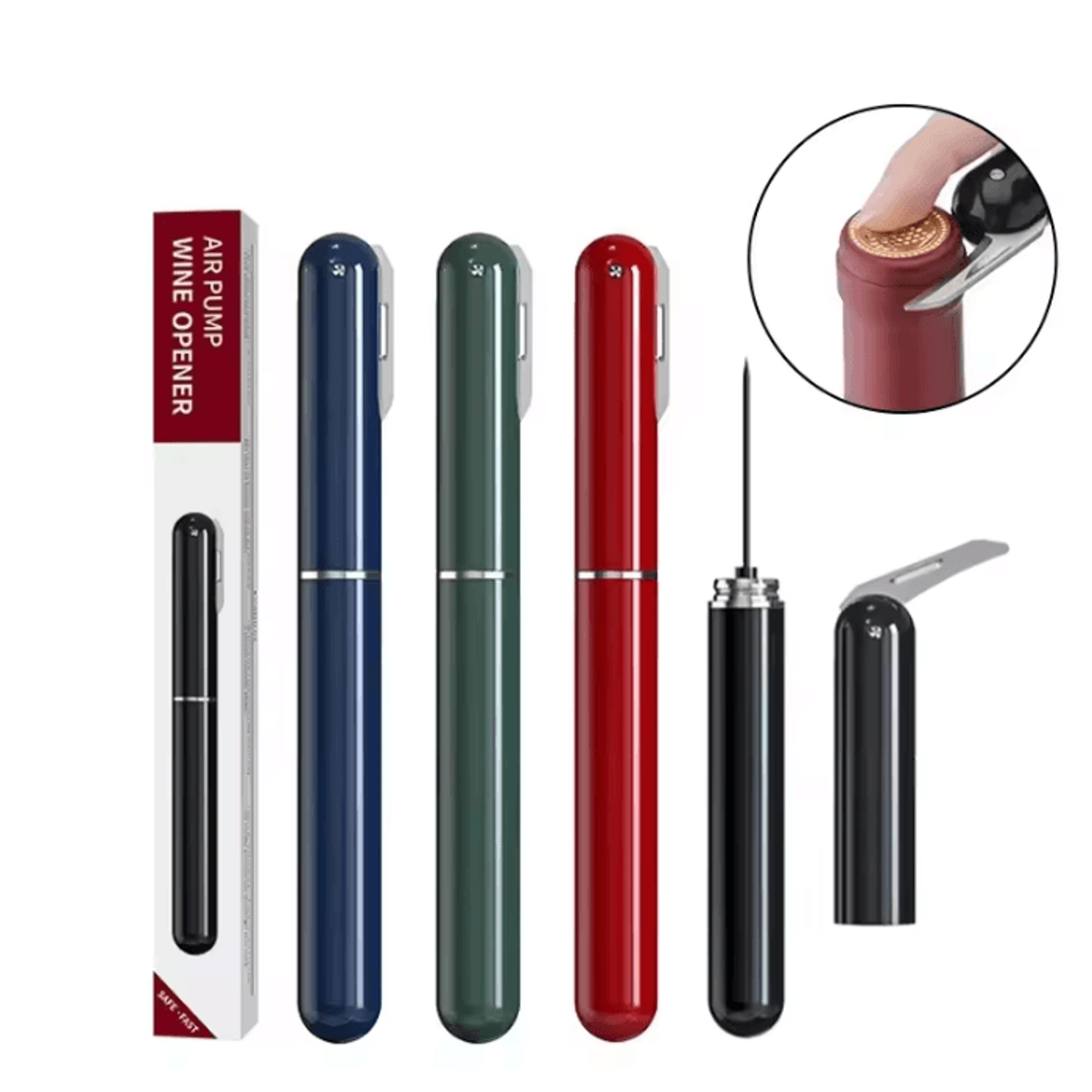 2-in-1 air pressure wine opener with foils cutter