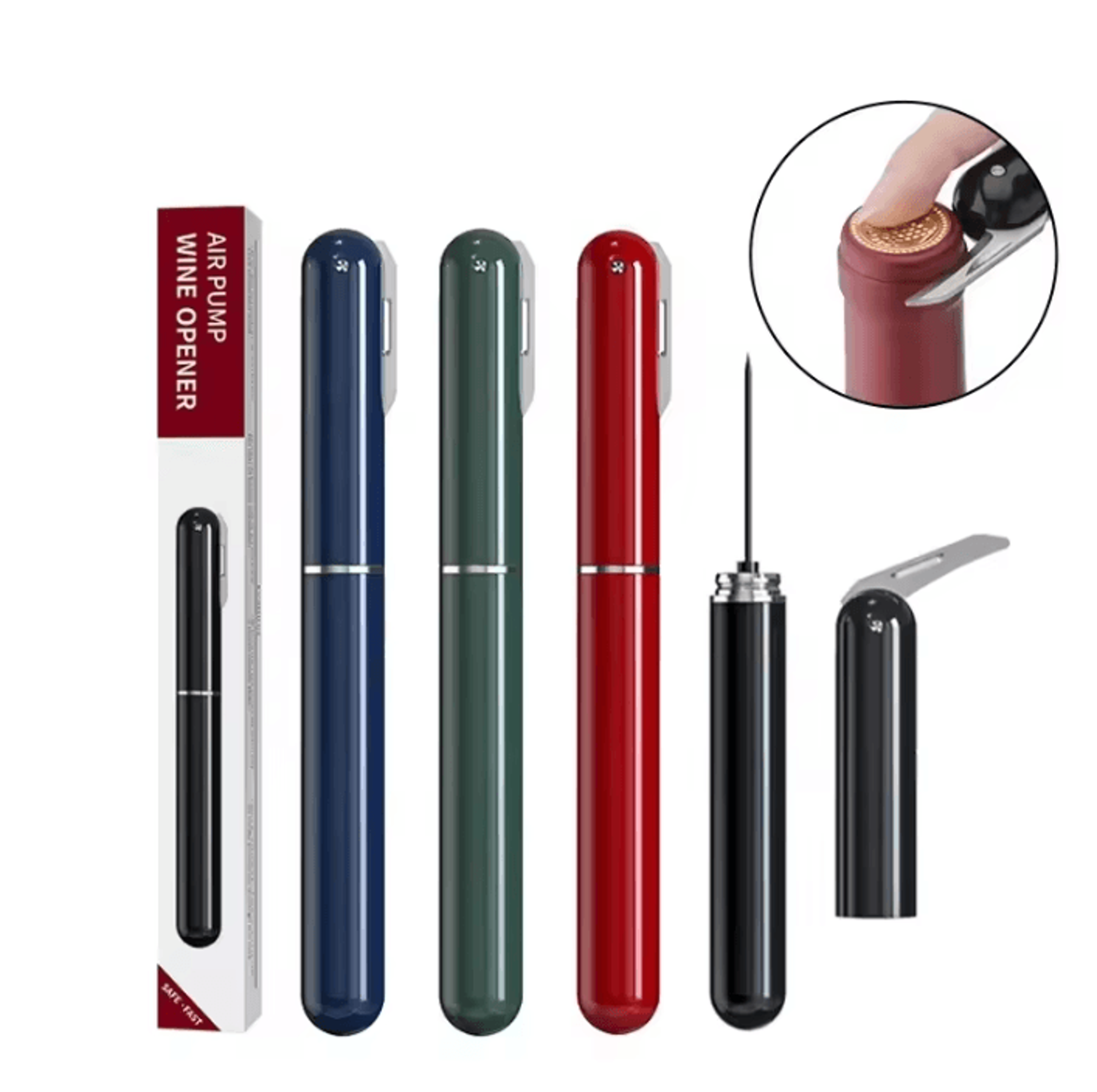 portable 2-in-1 air pressure wine opener with foil cutter