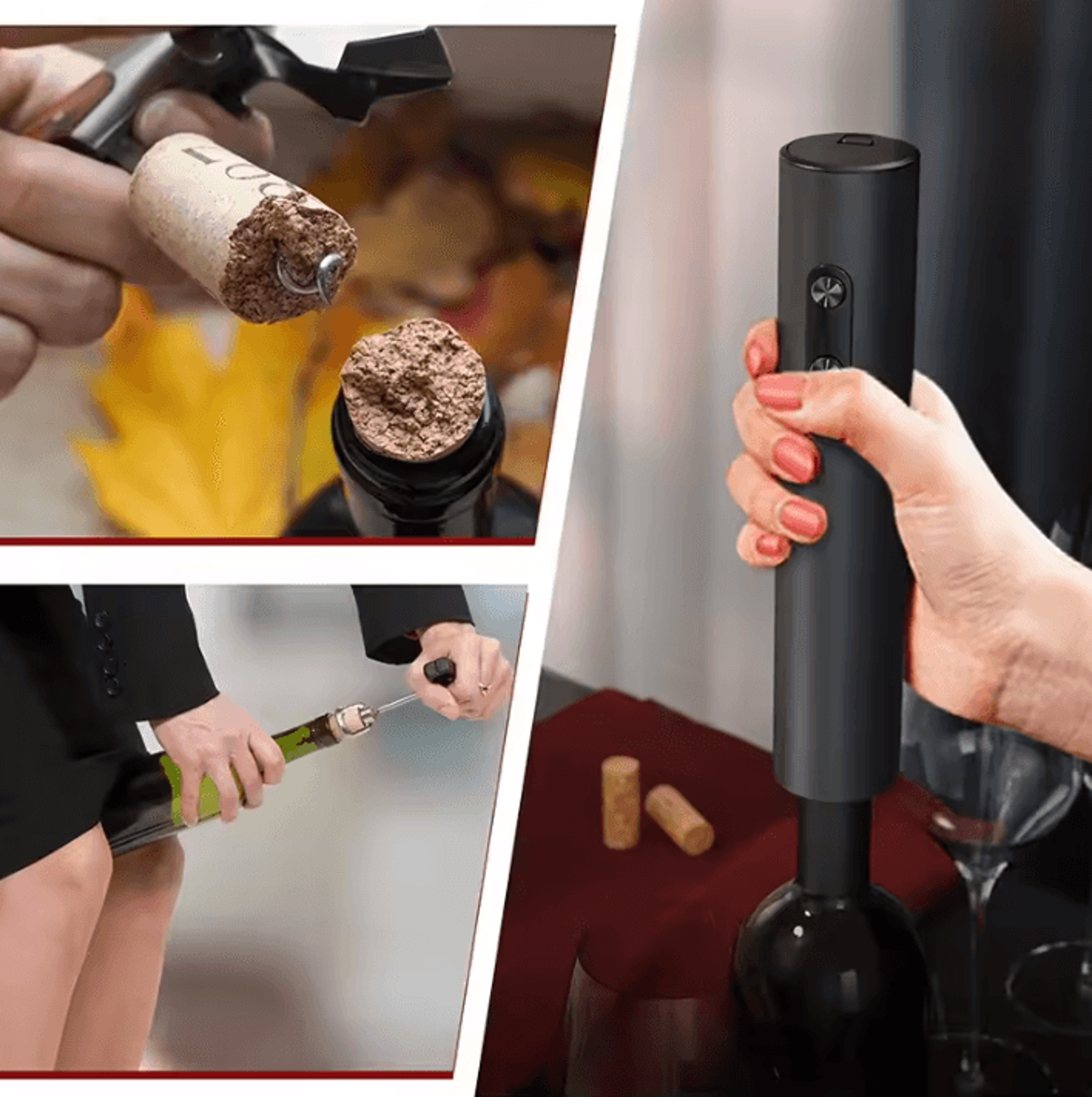 VinoEase Automatic Wine Opener Set With Pourer And Stopper 2
