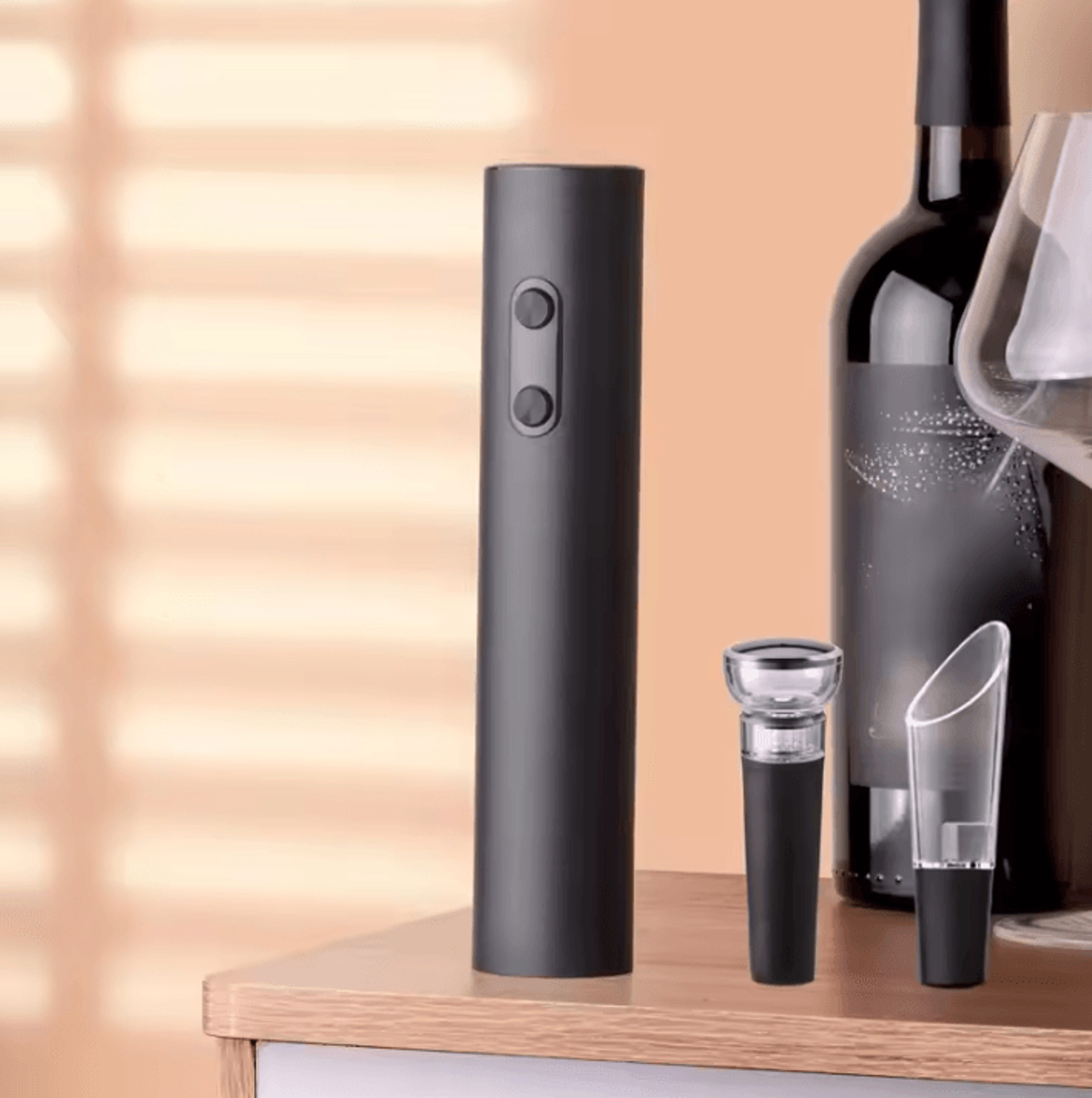 vinodock usb-c electric wine opener set with vacuum stopper