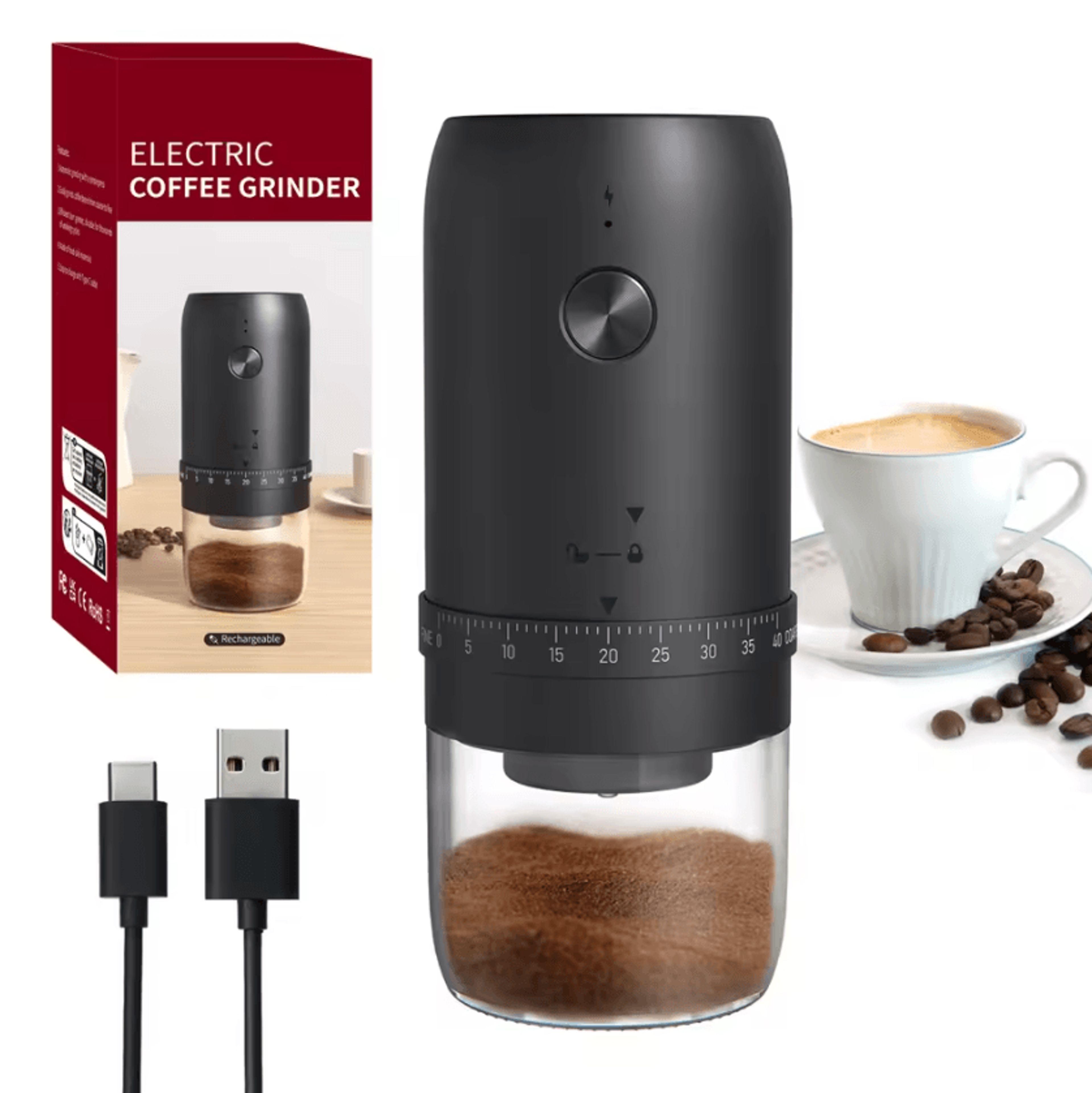 BrewDial 40Level Rechargeable Coffee Bean Grinder 0