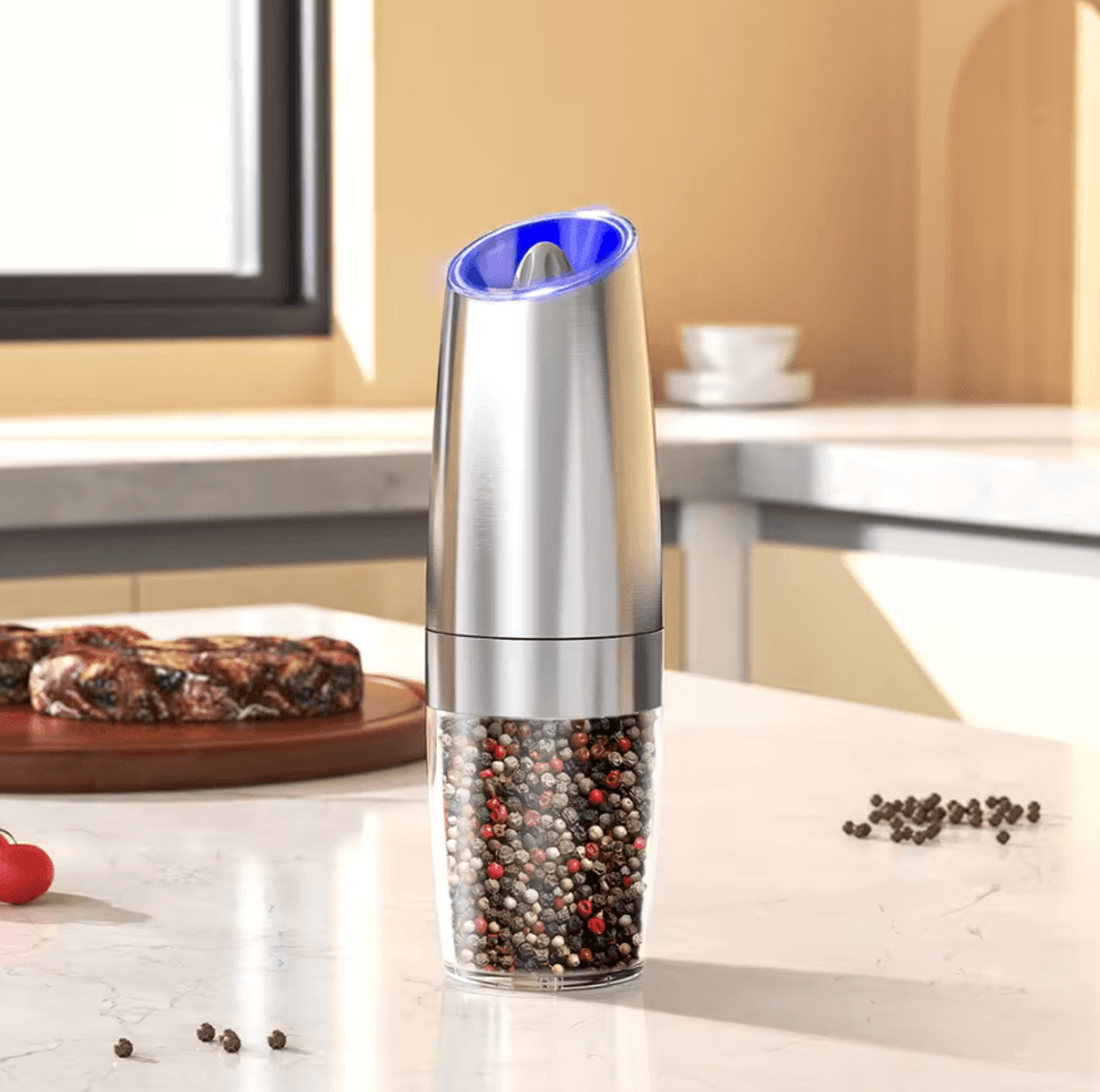 GrindAura LED Automatic Salt And Pepper Mill Set 0