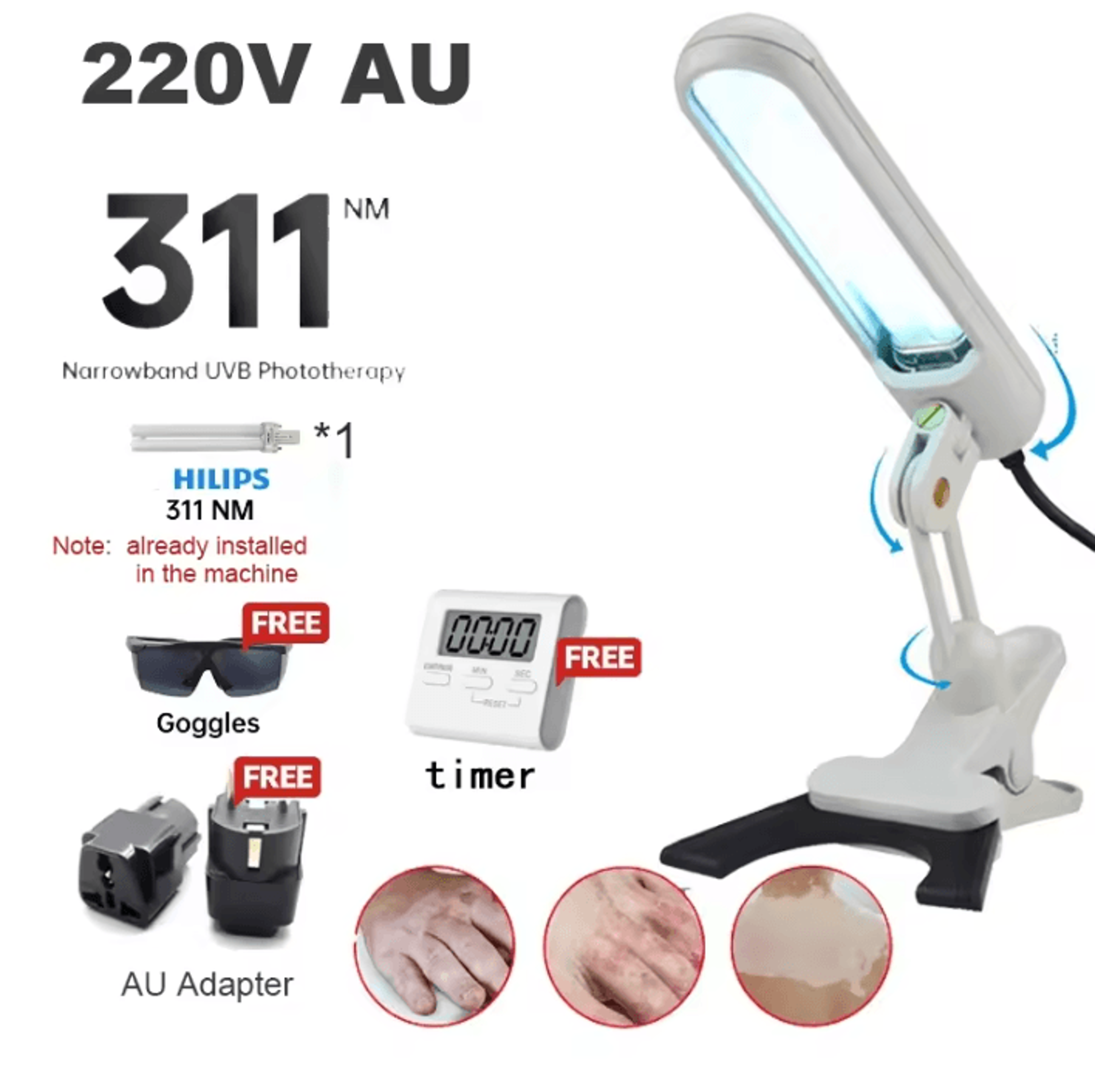 311nm Narrowband UVB Home Phototherapy Lamp 3