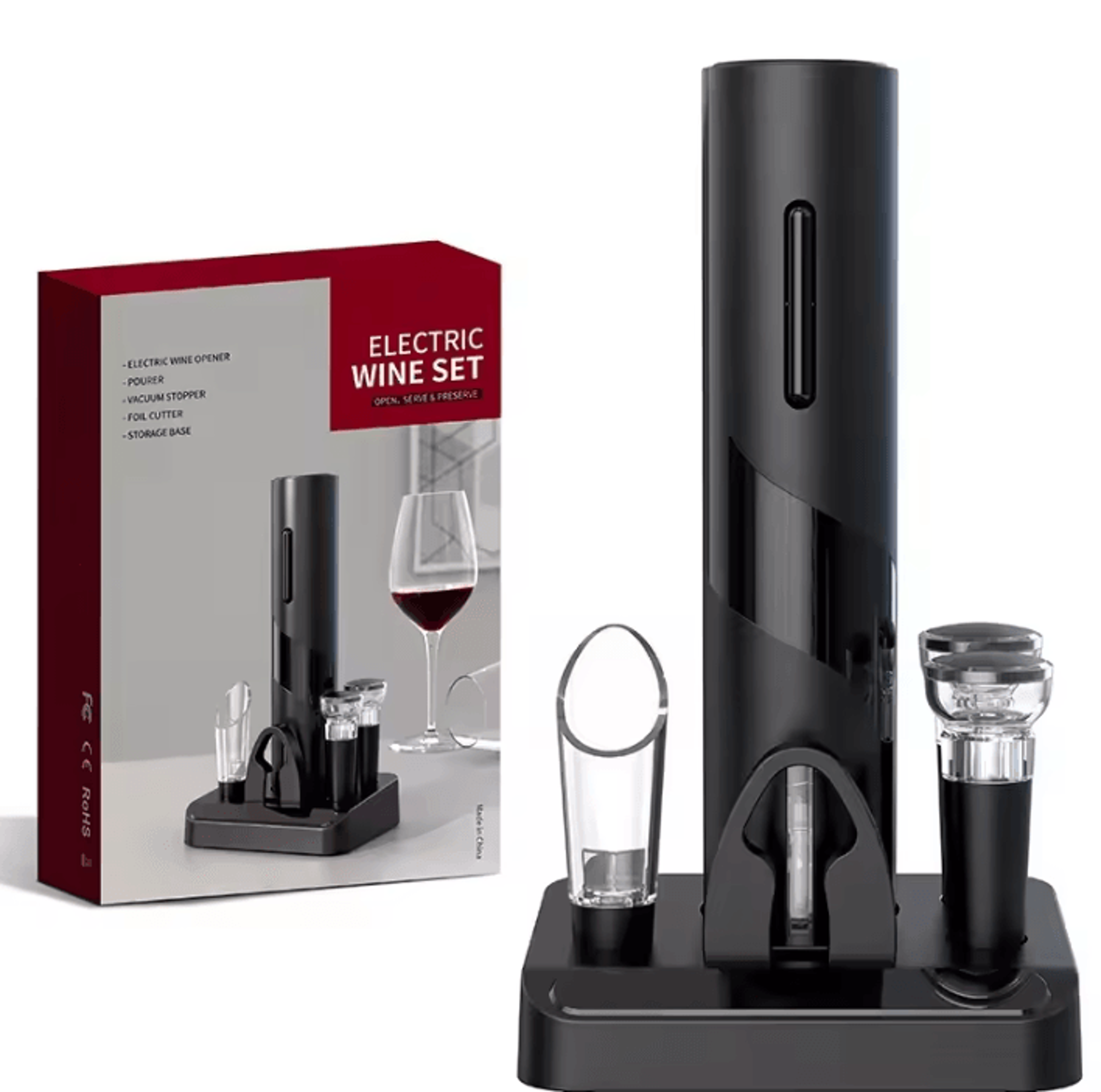 ServeEase Automatic Electric Wine Opener Set With Storage Base 5