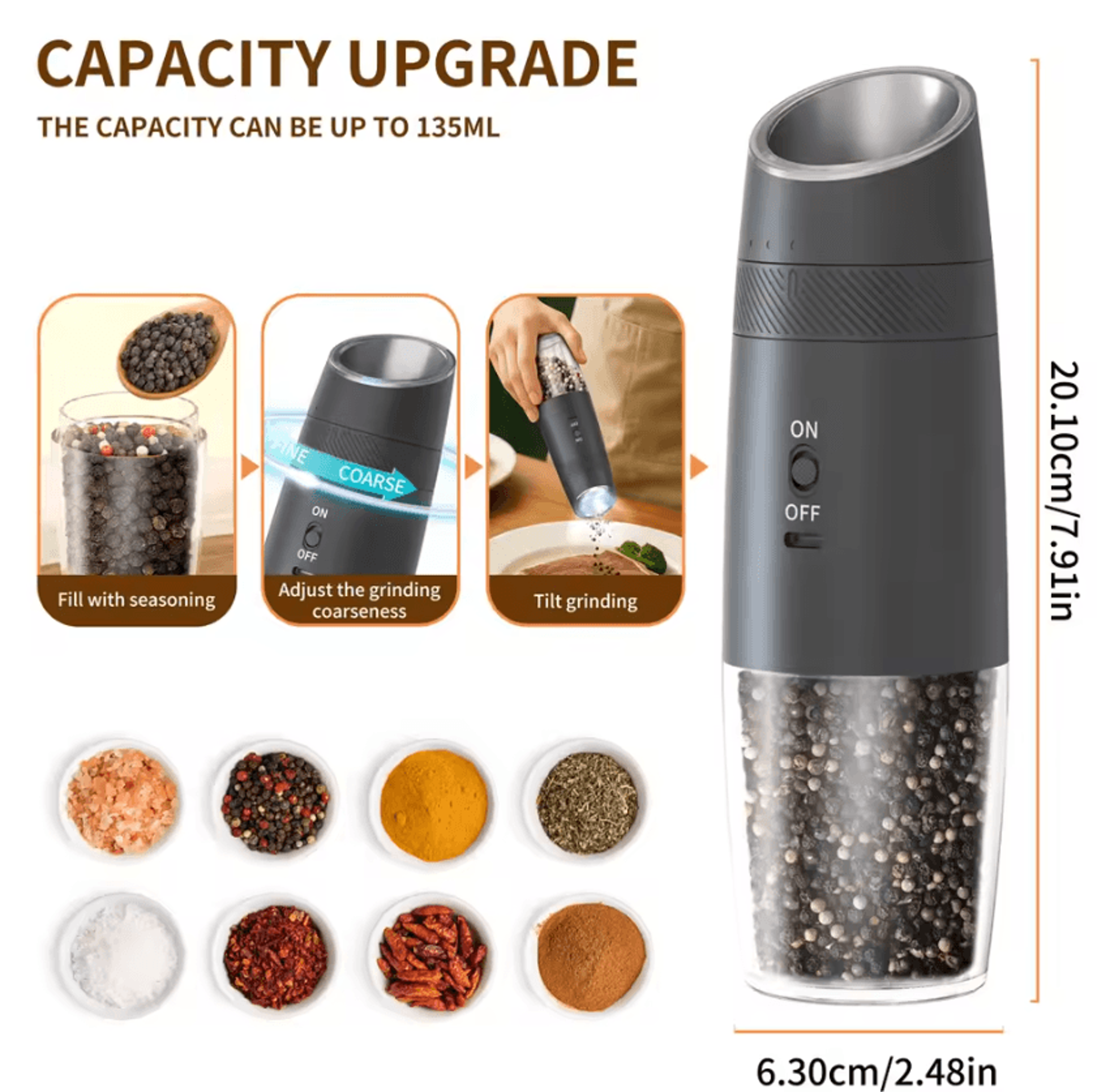 FreshGrind USB Rechargeable Salt And Pepper Mill 4