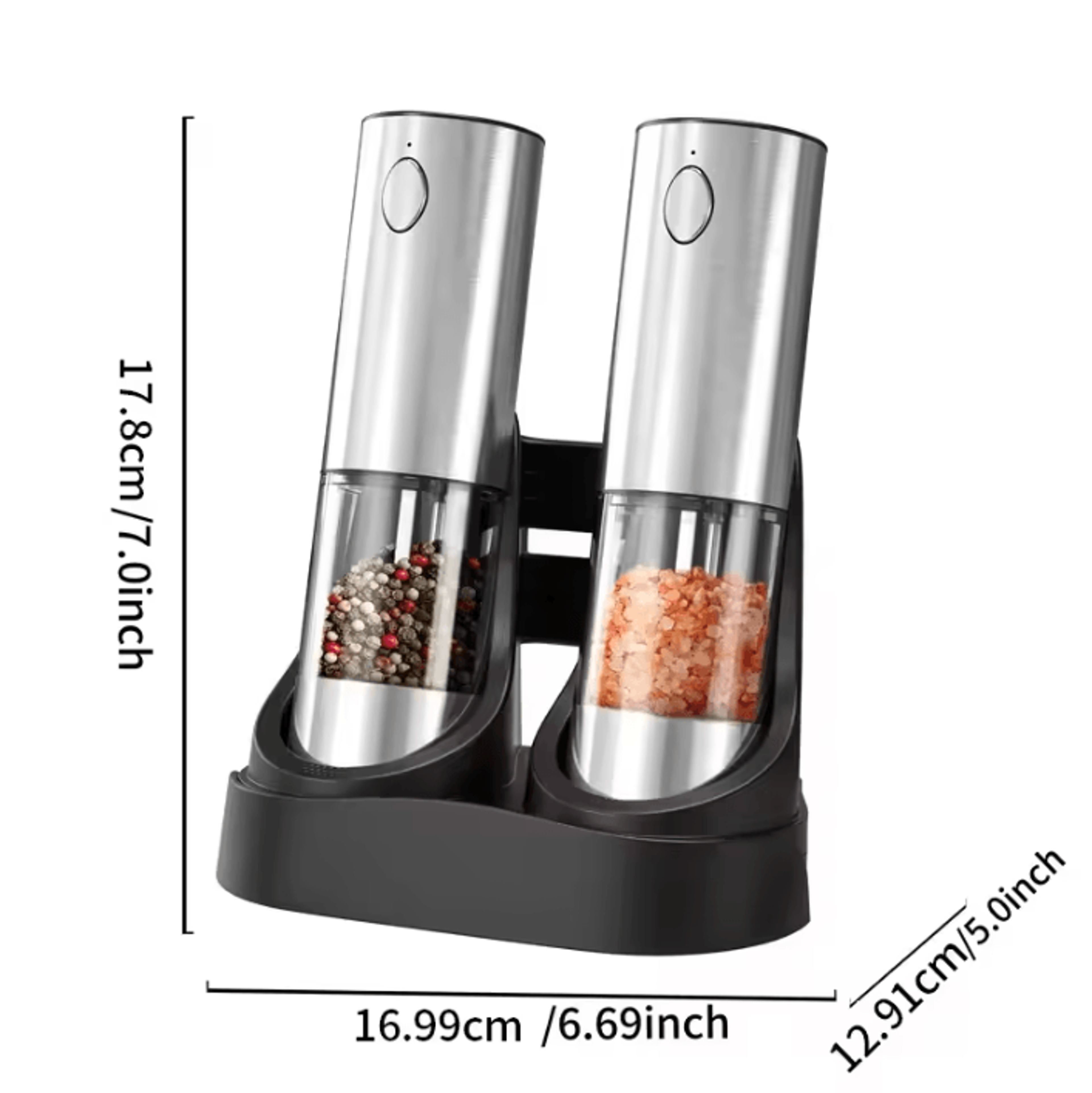 TiltGlow Gravity Electric Salt And Pepper Grinder With LED Light 6