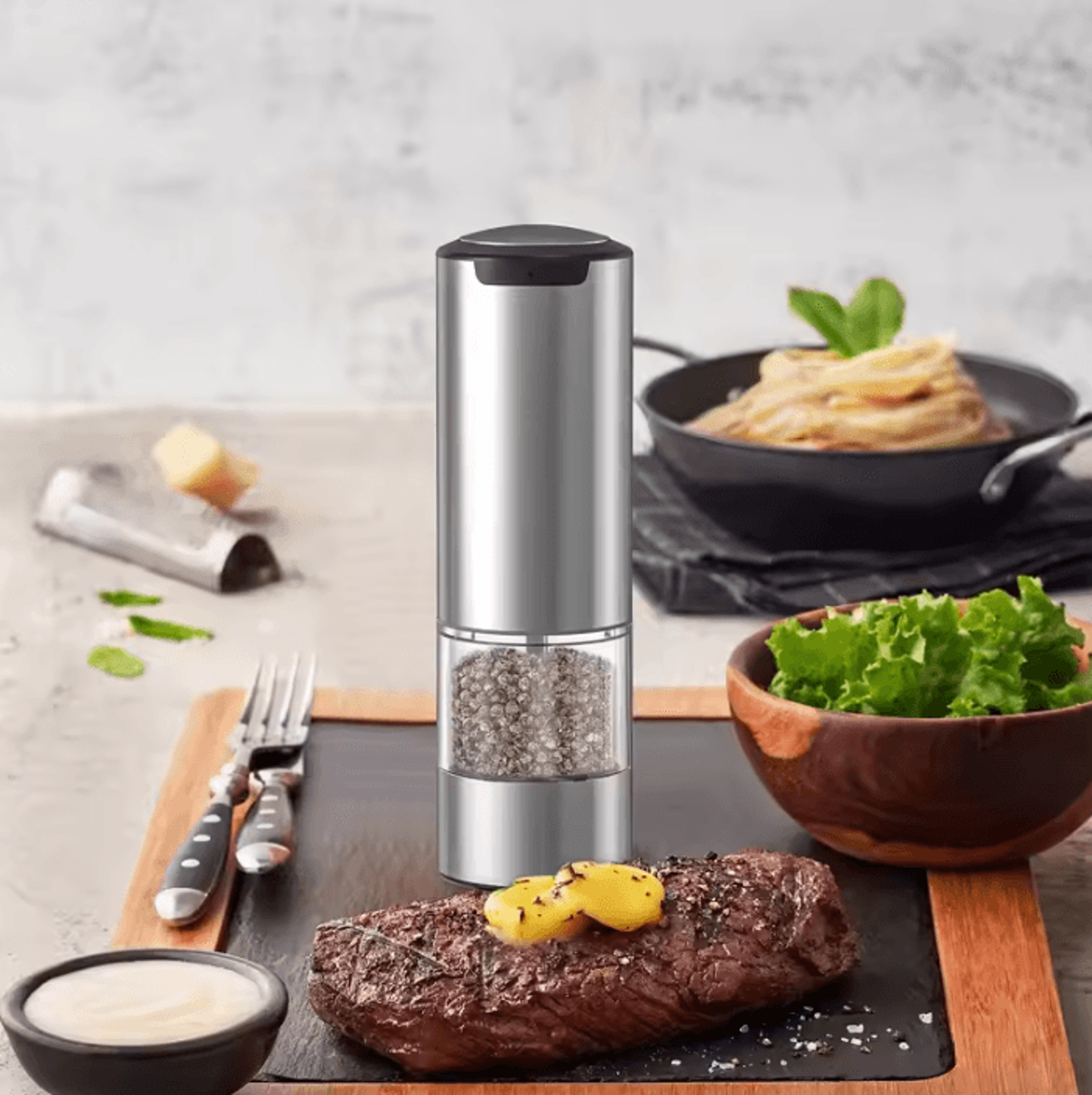 FreshMill Rechargeable Electric Salt And Pepper Grinder With LED Light 2
