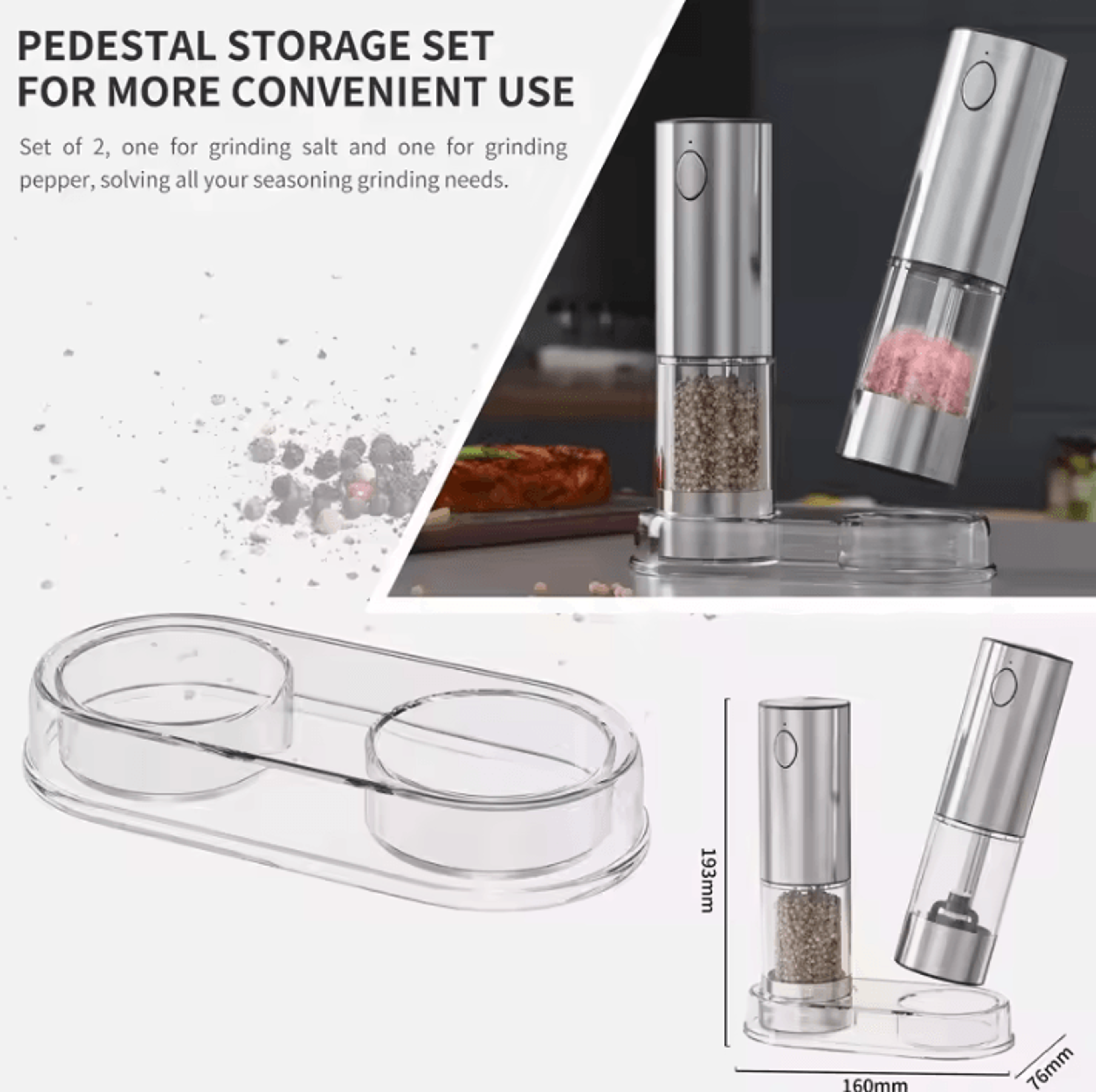 GrindMate USB Rechargeable Automatic Salt And Pepper Mill 3