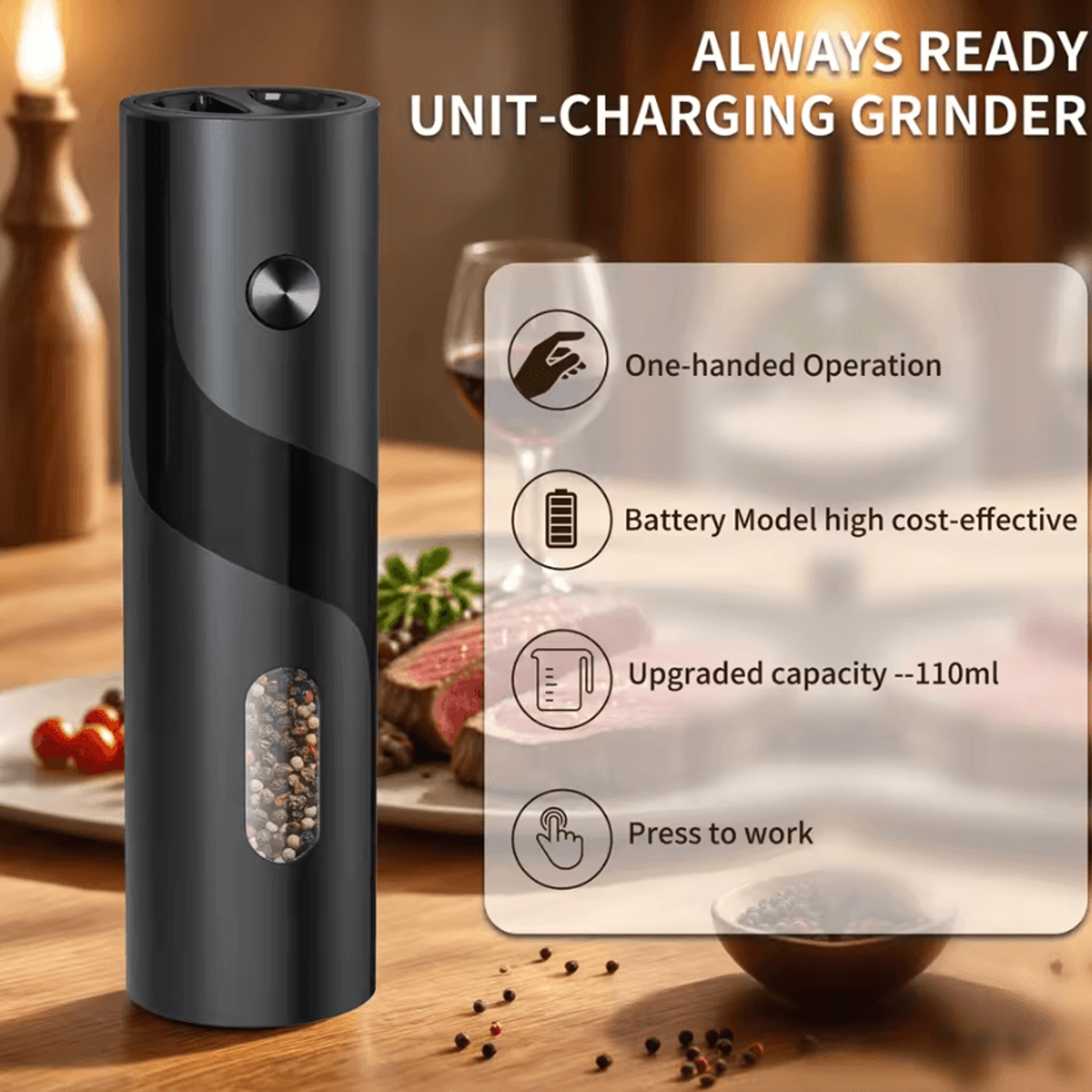 SeasonGlow Automatic Salt And Pepper Grinder With LED Light 2