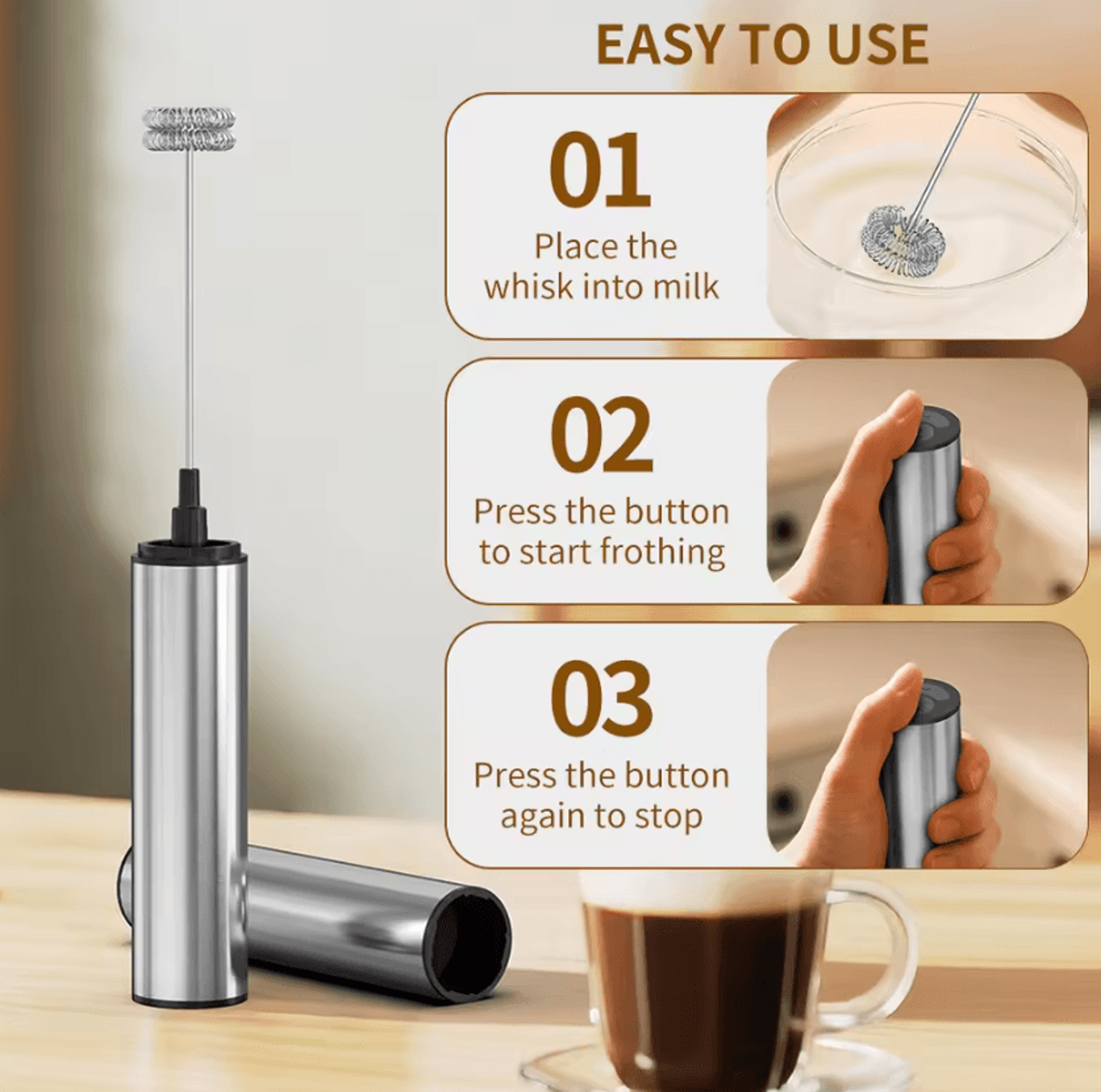 foamswift wireless electric milk frother and mini drink whisk