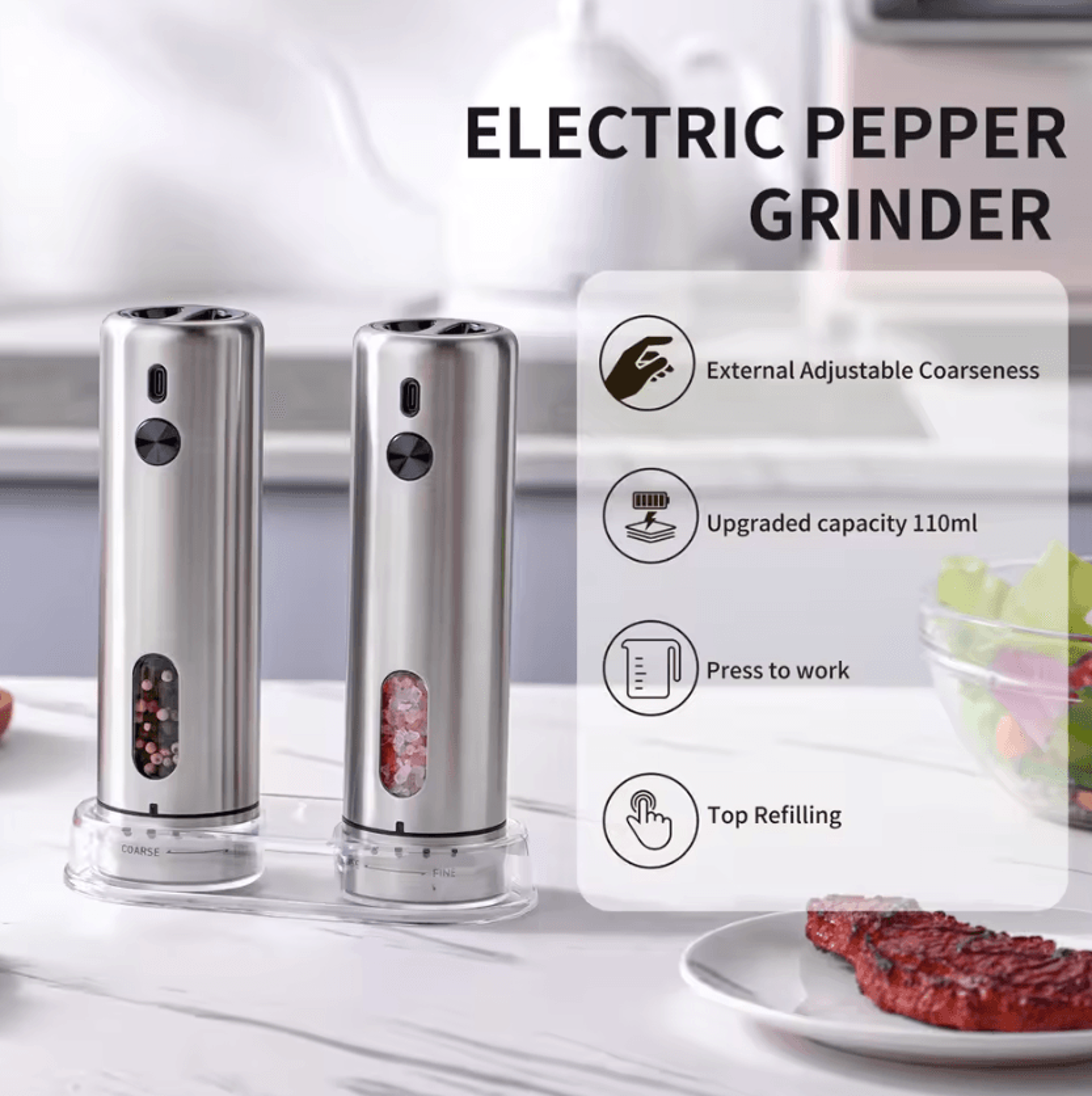 SpiceFlow Rechargeable Automatic Salt And Pepper Grinder 3