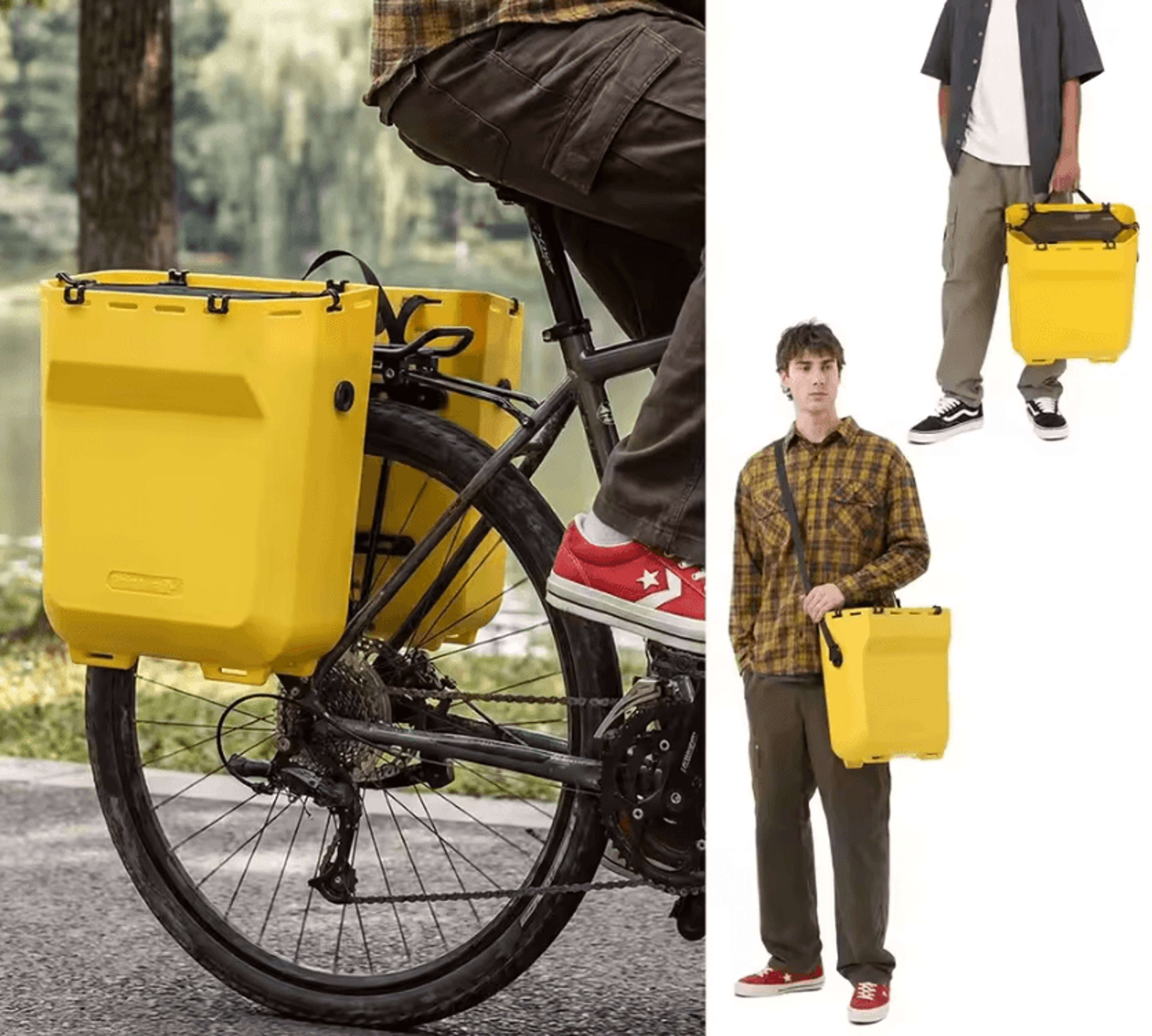 rhinowalk 20l quick release bike pannier and crossbody carry bag