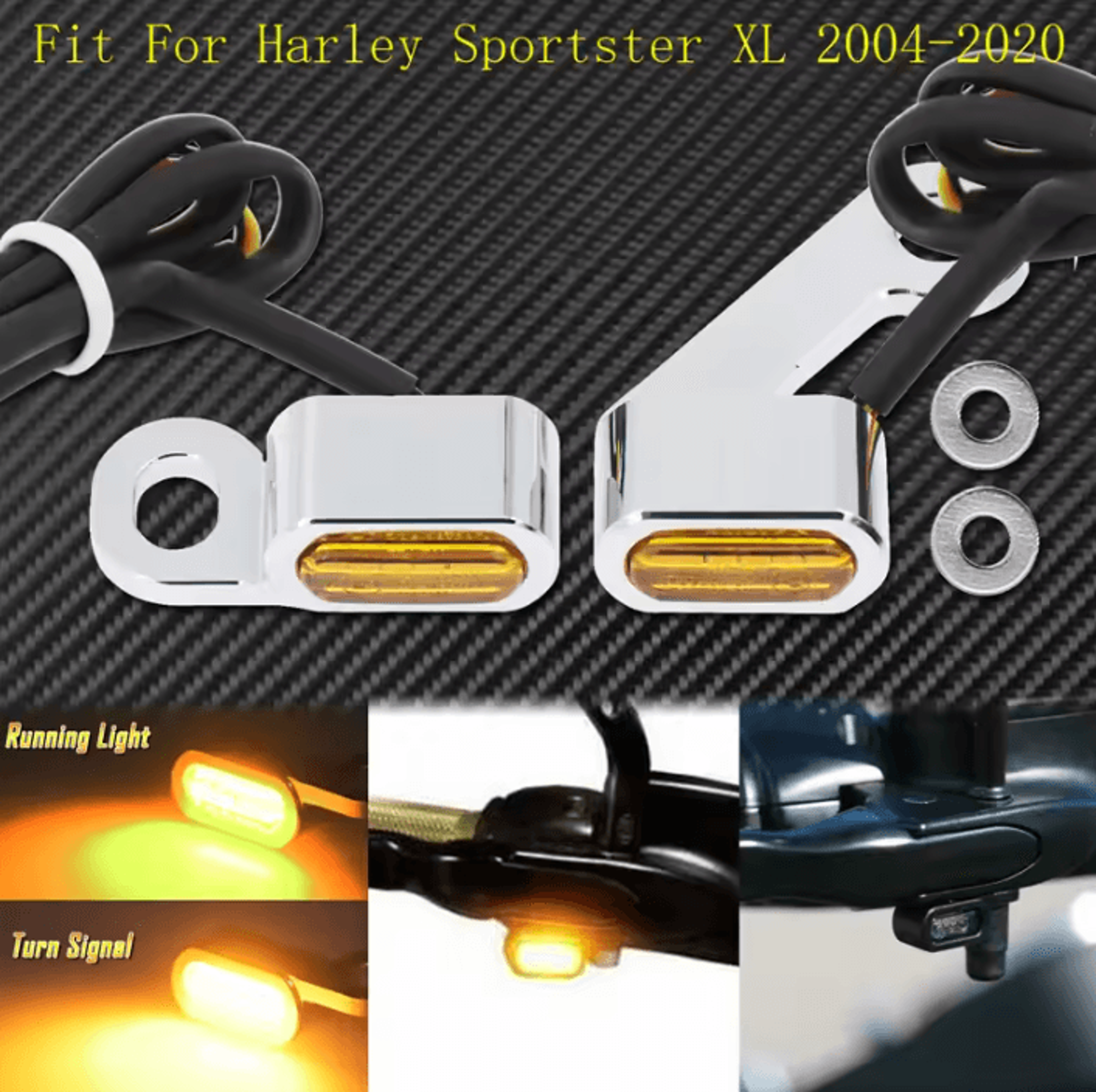 Low Profile E Mark Mini LED Turn Signals For Harley Sportster XL 883 1200 13