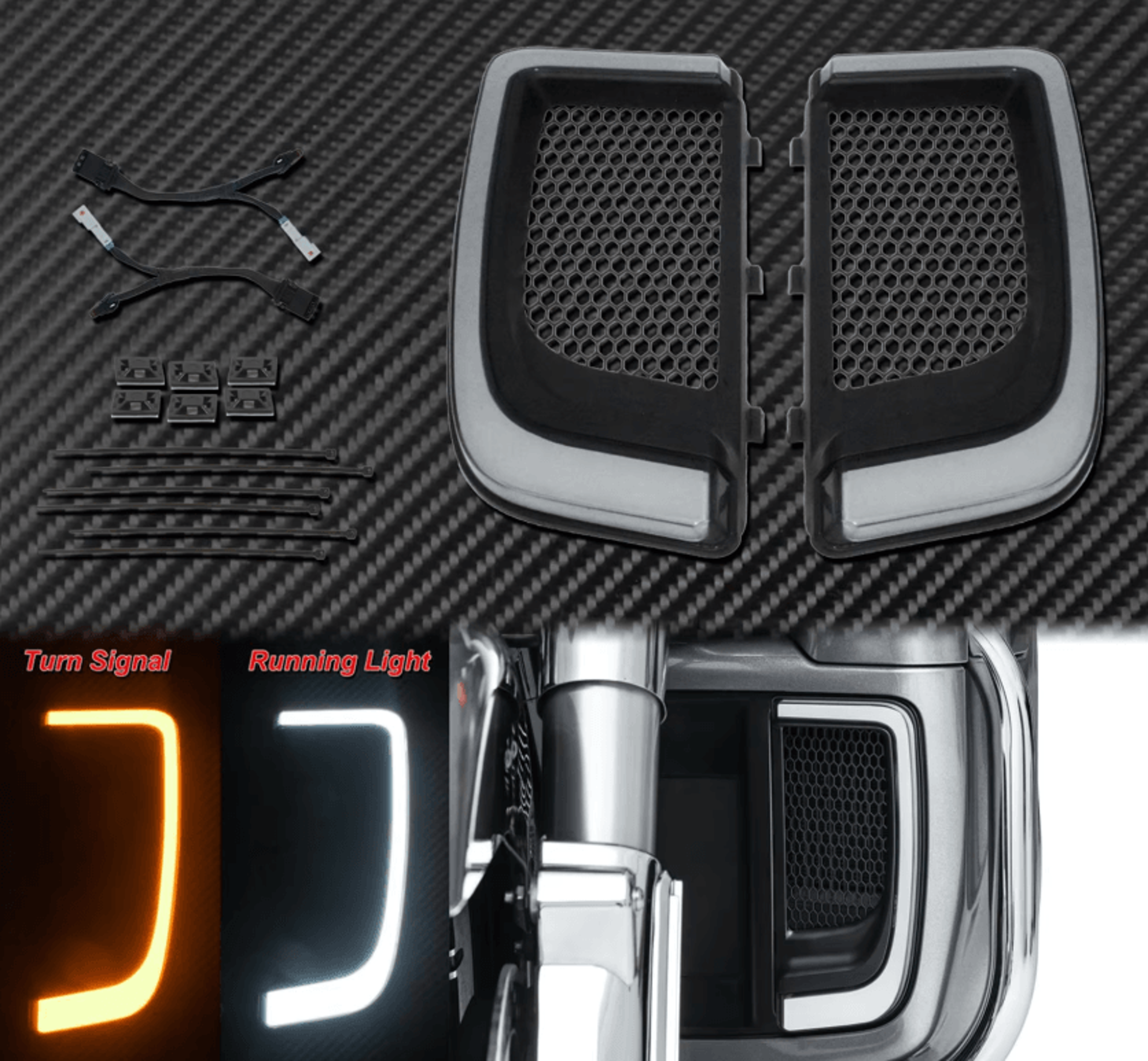 Dual Function LED Lower Fairing Grille Lights For Harley Touring 0
