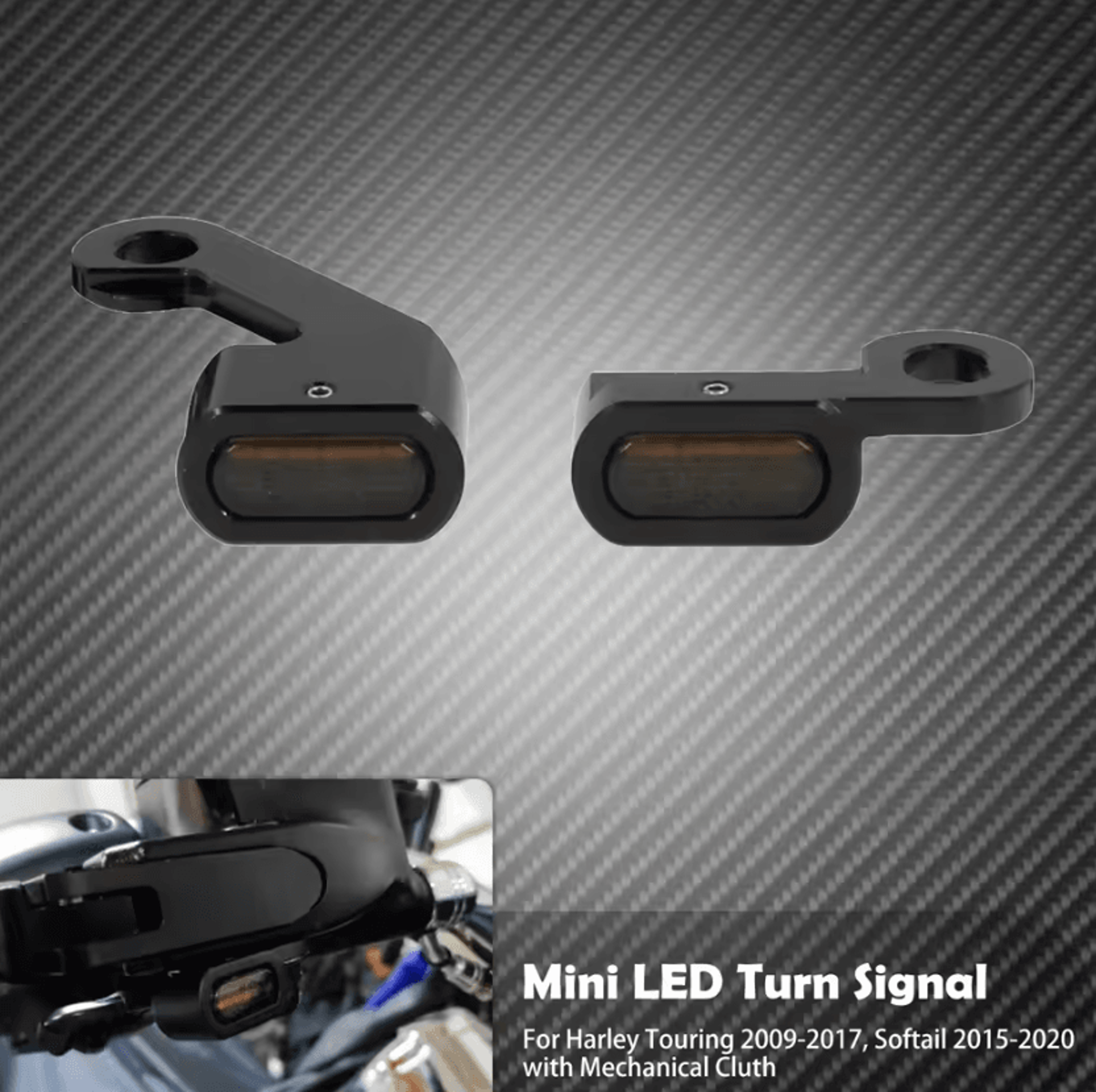 Smoke Lens Mini E Mark LED Turn Signals For Harley Touring Softail 6