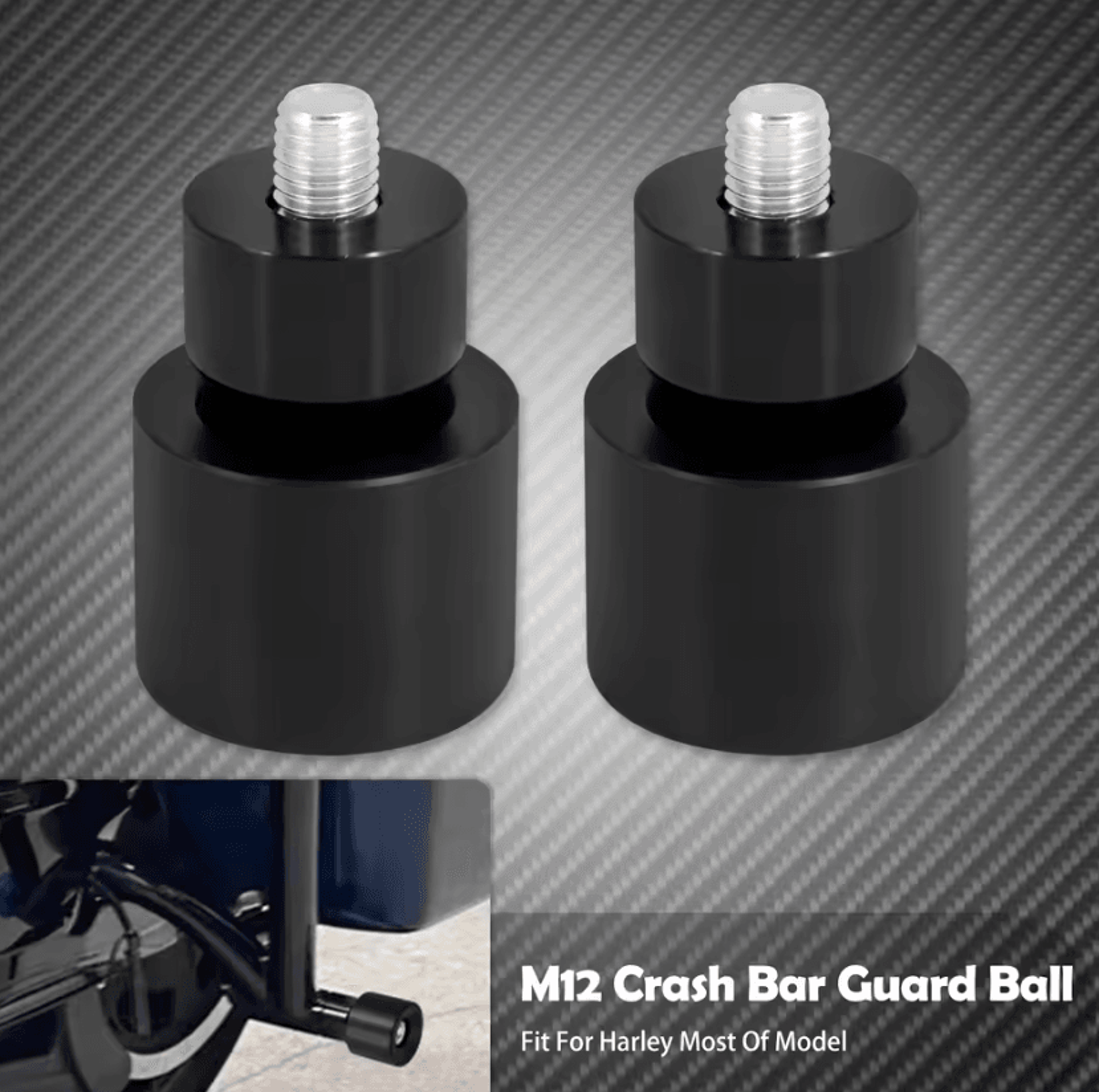 M12 Crash Bar Protector Balls For Harley Touring Softail Dyna Sportster 8