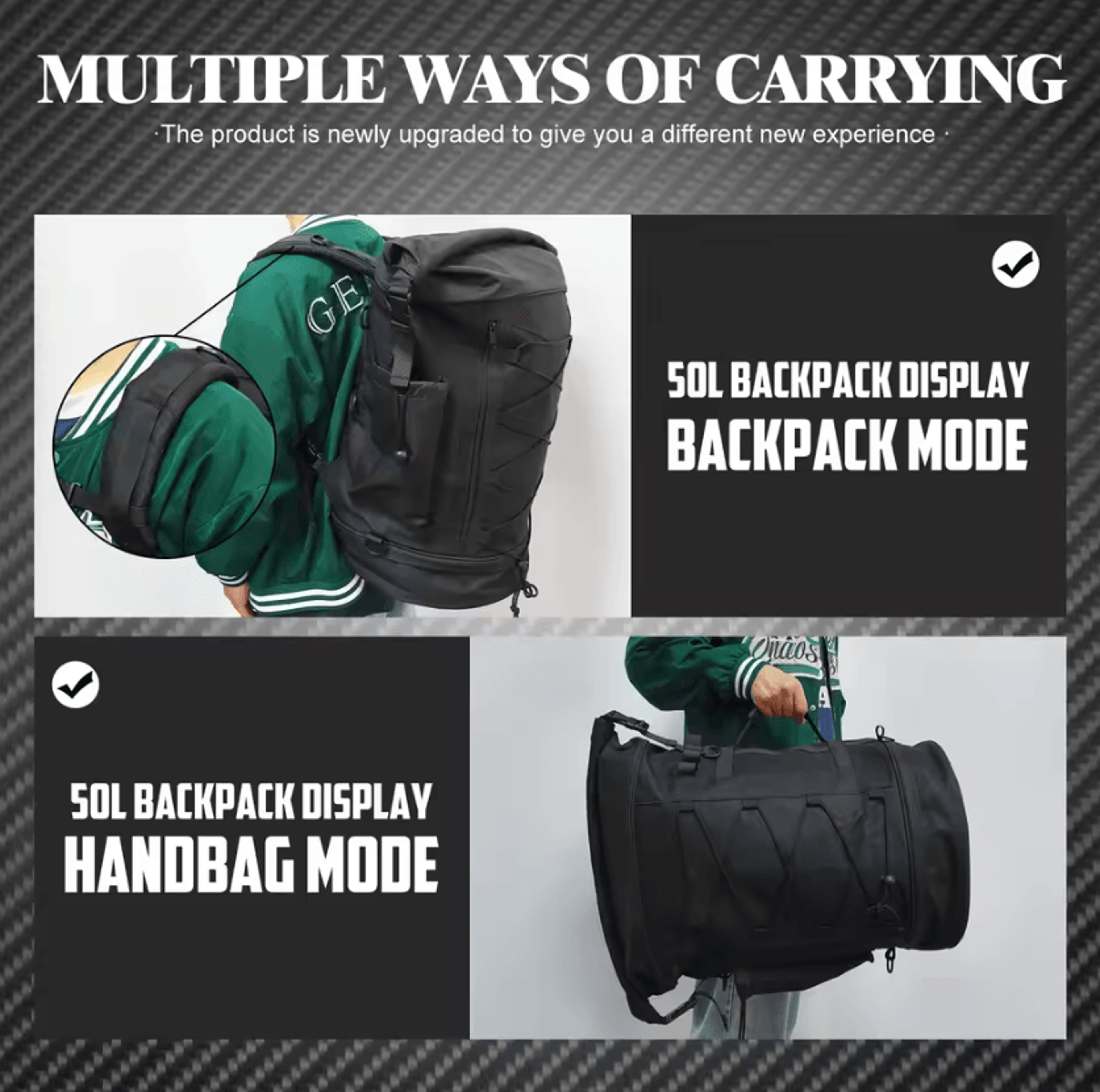 Expandable 50L To 85L Motorcycle Sissy Bar Travel Bag 2