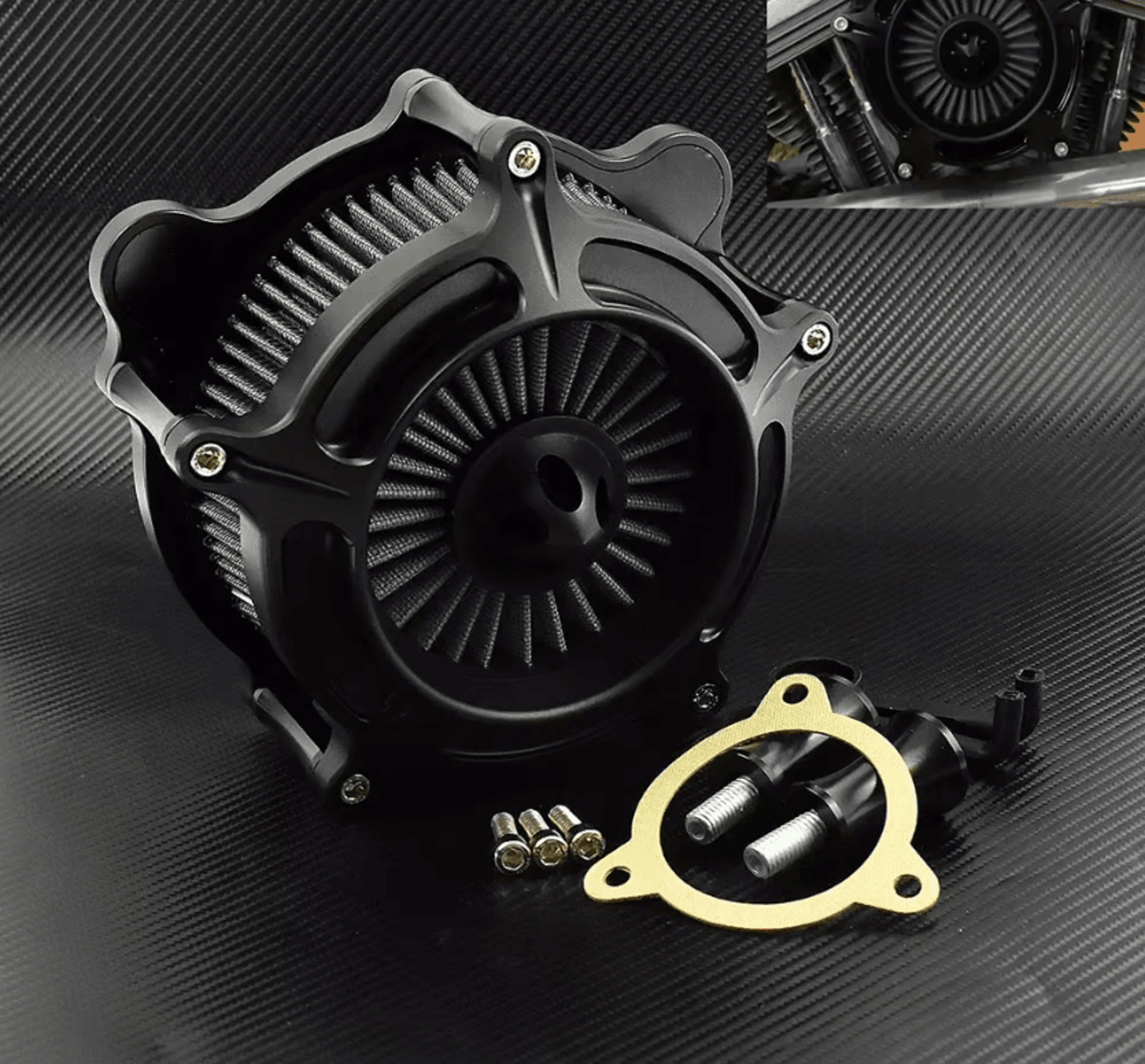 Black High Flow Air Cleaner Intake Kit For Harley Sportster Touring Dyna Softail 0